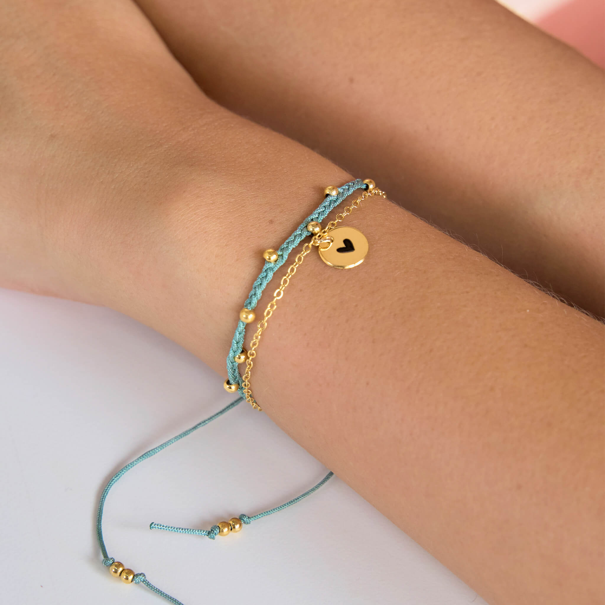 Pulsera Trenza Cadena Corazón Hilo Verde Con Significado