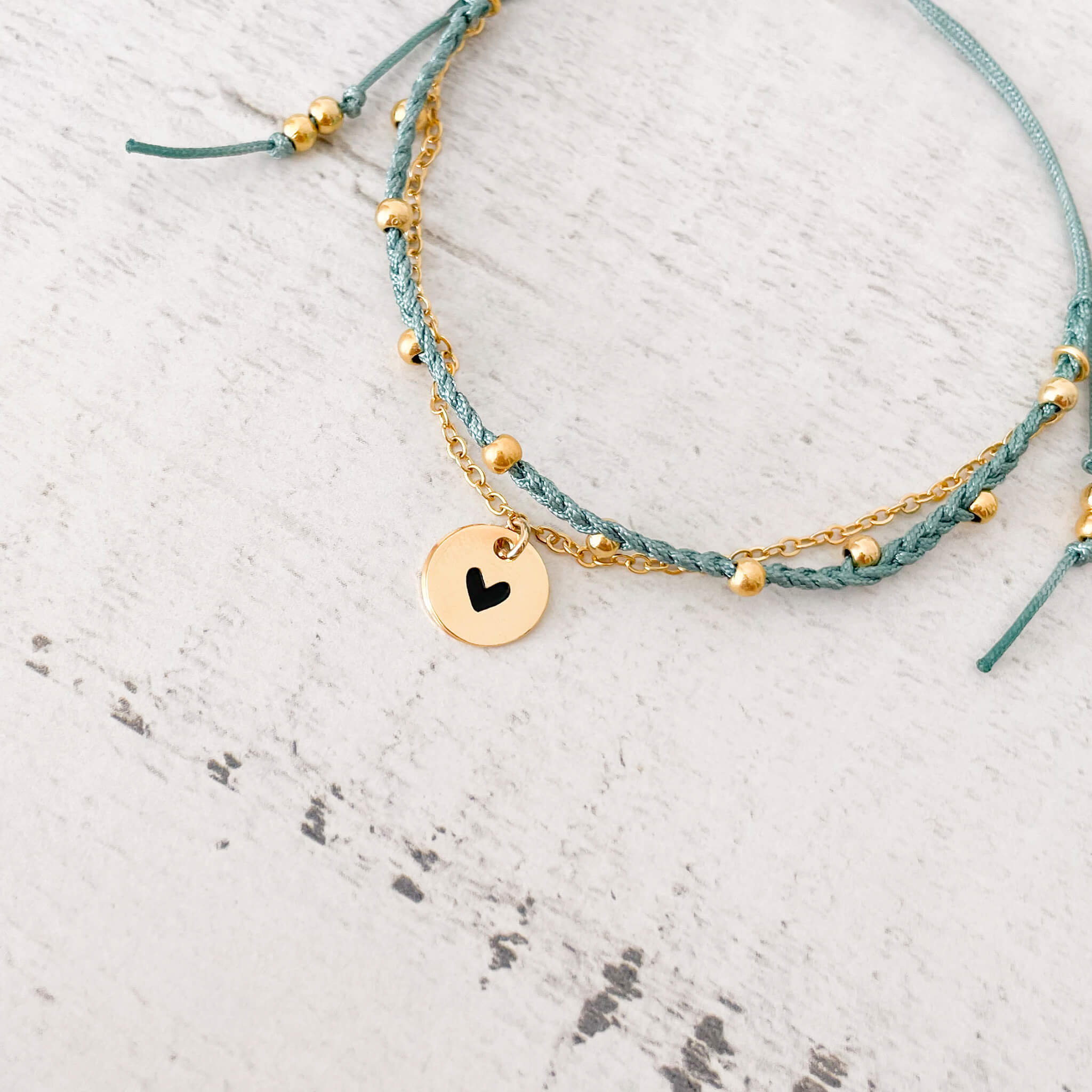 Pulsera Trenza Cadena Corazón Hilo Verde Con Significado