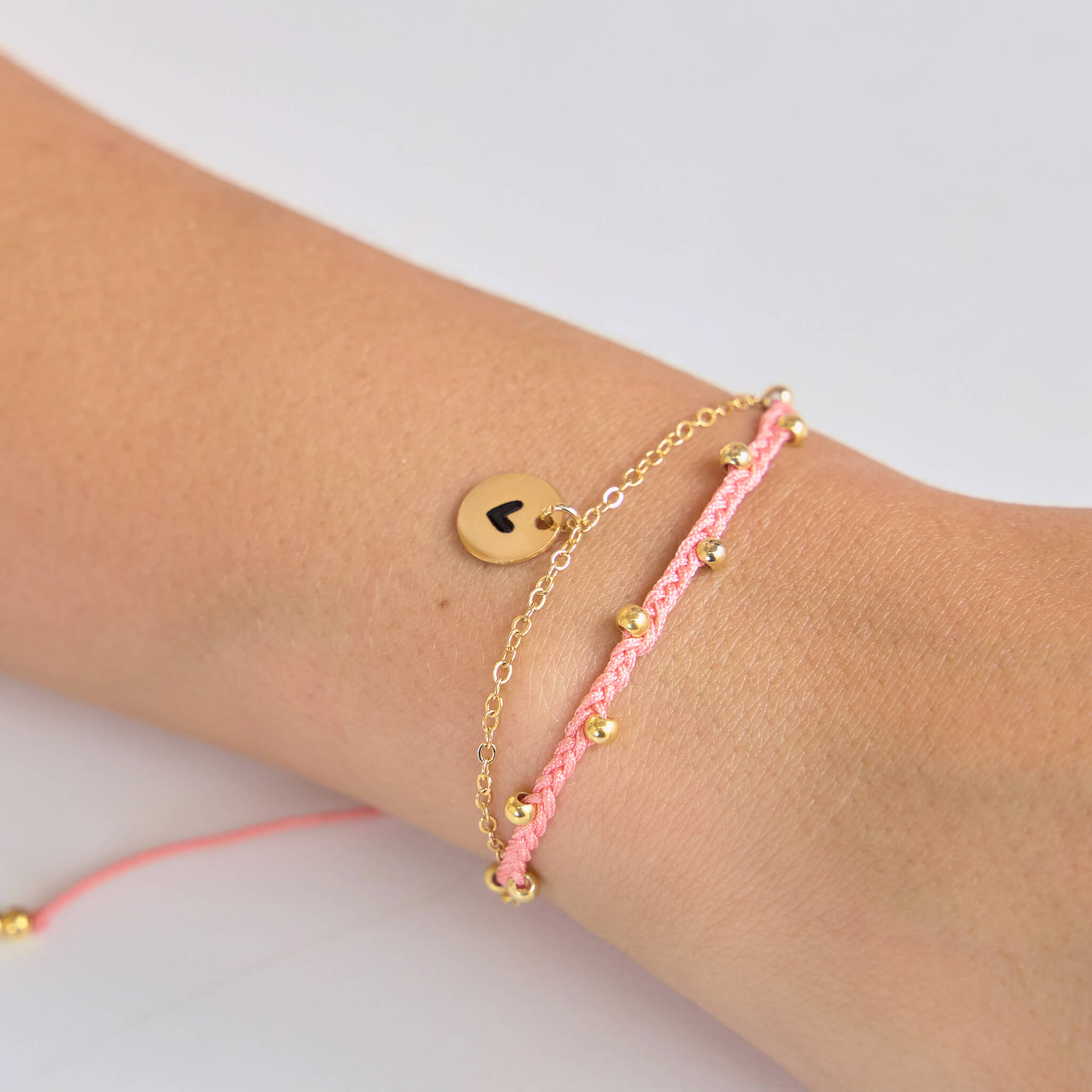 Pulsera Trenza Cadena Corazón Hilo Rosado Con Significado