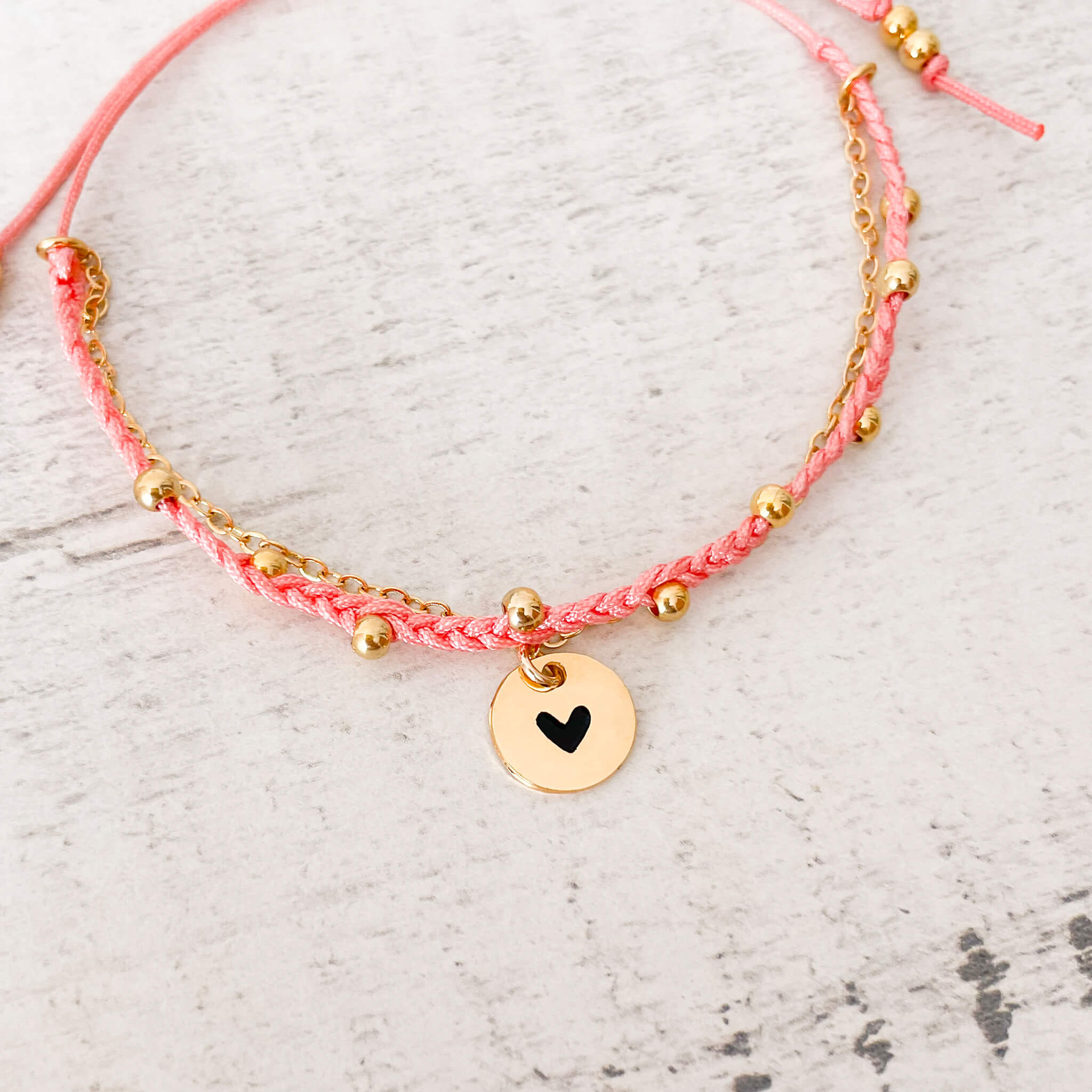Pulsera Trenza Cadena Corazón Hilo Rosado Con Significado