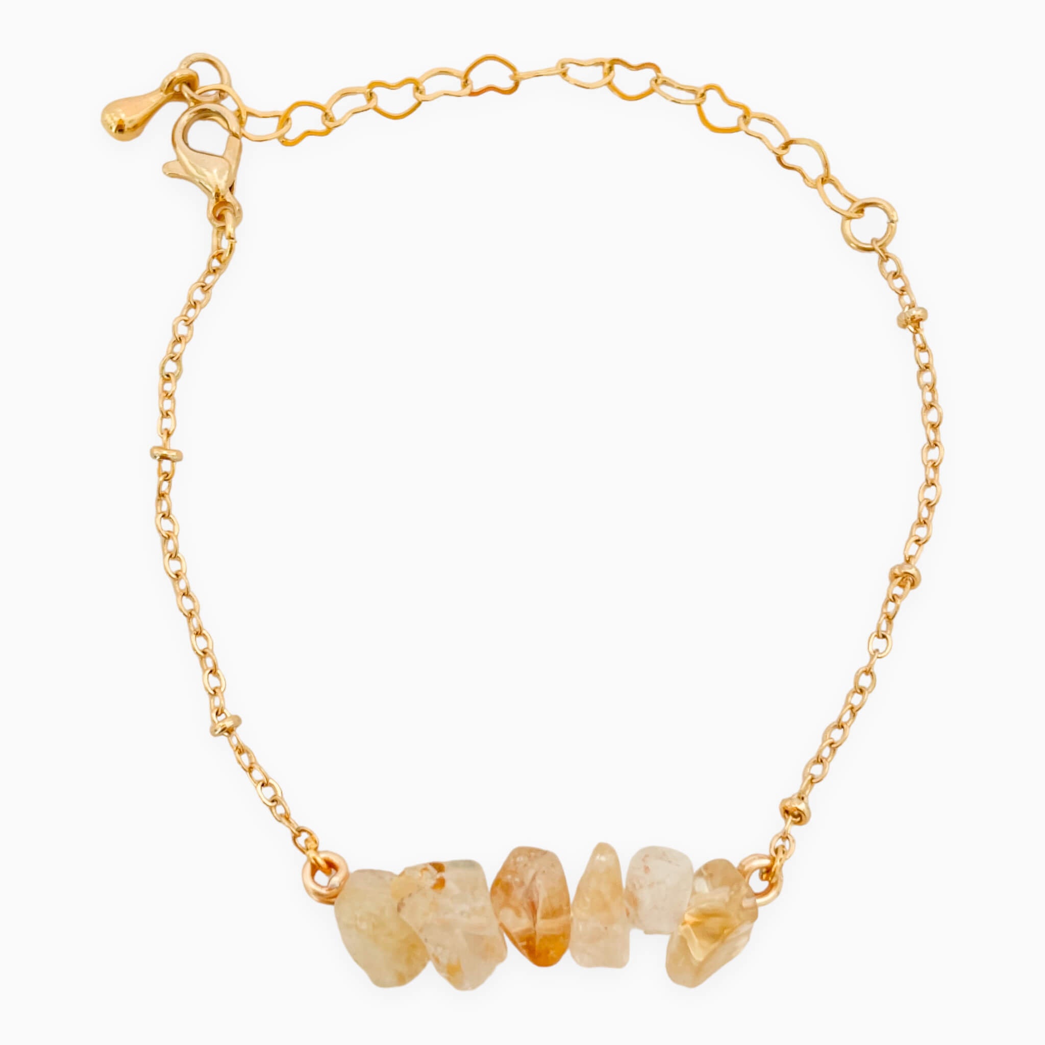 Pulsera Citrino Piedra Natural Broche Cadena