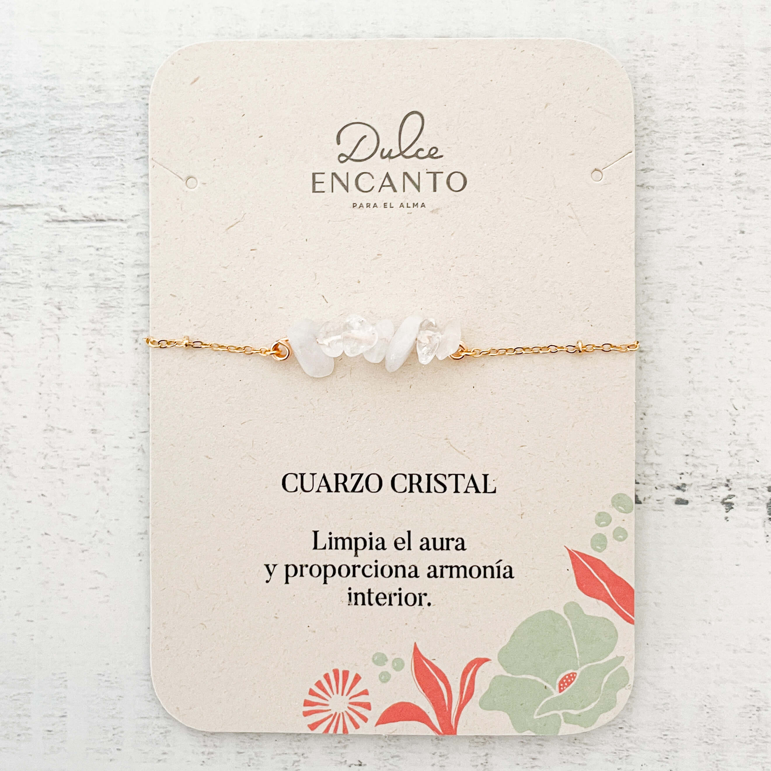 Pulsera Cuarzo Cristal Piedra Natural Broche Cadena