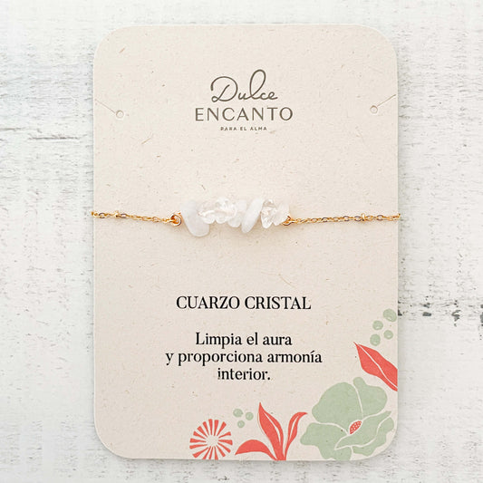 Pulsera Cuarzo Cristal Piedra Natural Broche Cadena