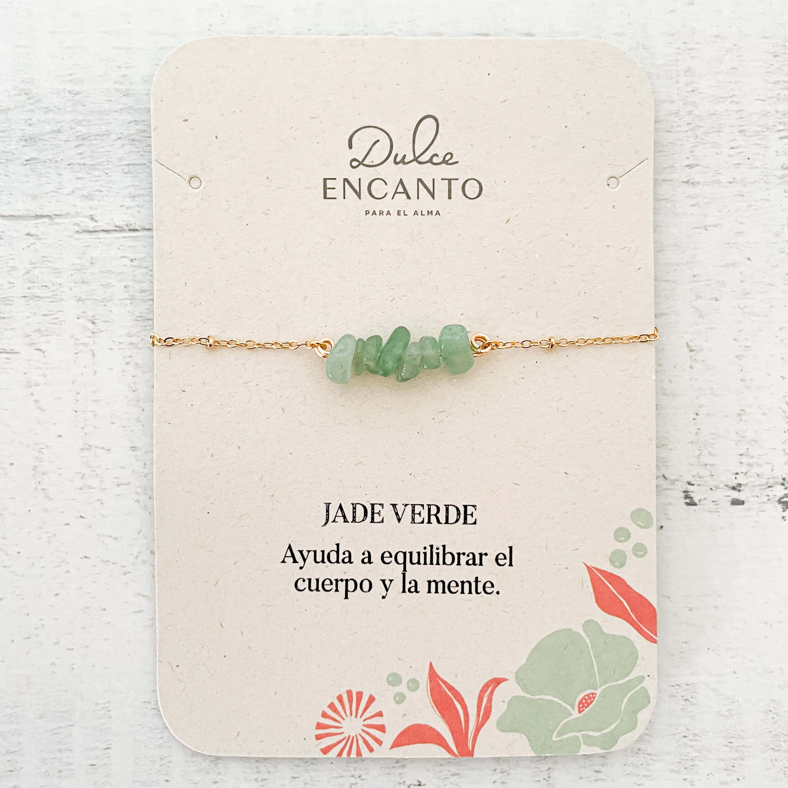 Pulsera Jade Verde Piedra Natural Broche Cadena