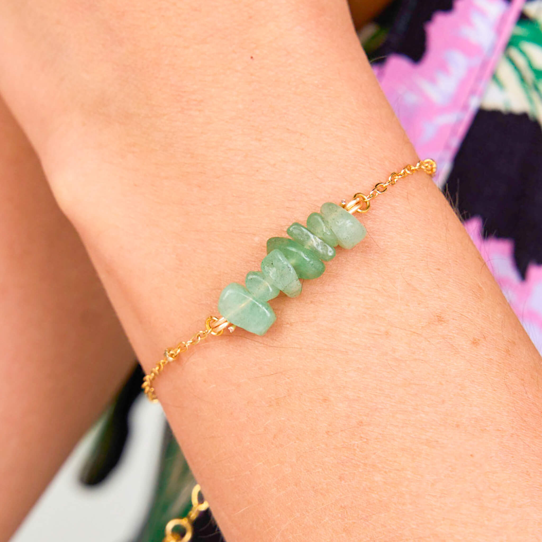 Pulsera Jade Verde Piedra Natural Broche Cadena