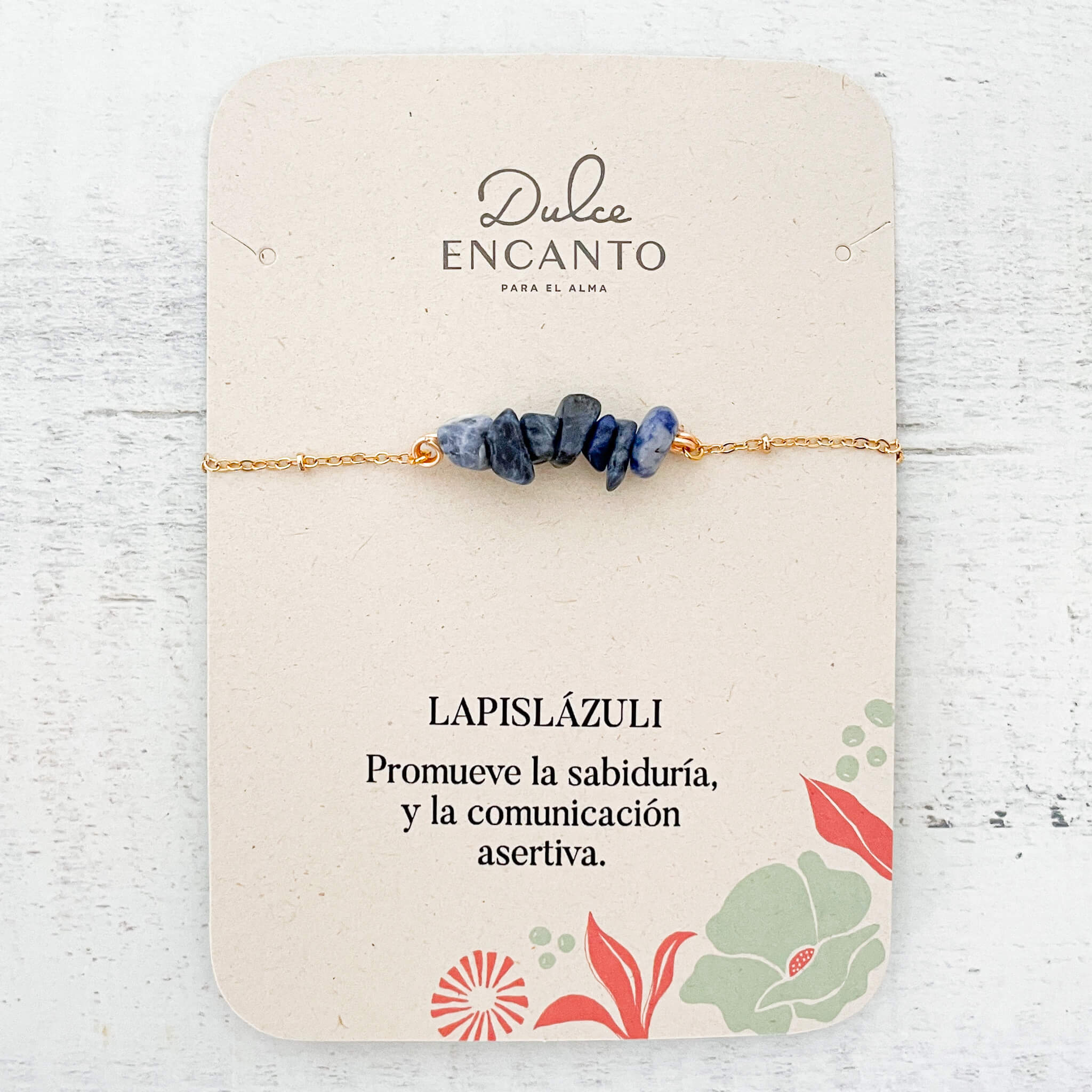 Pulsera Lapislázuli Piedra Natural Broche Cadena