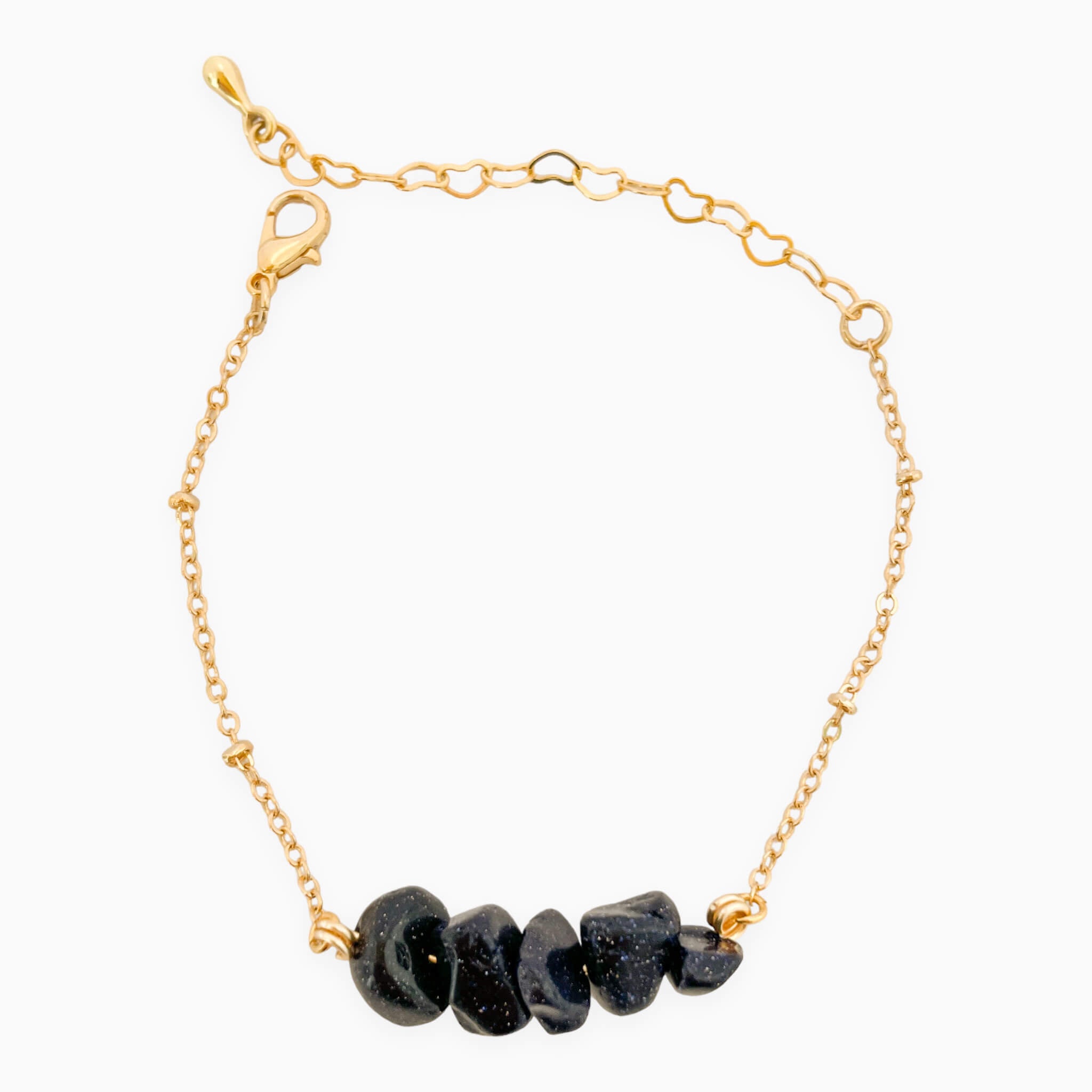 Pulsera Lluvia de Plata Piedra Natural Broche Cadena