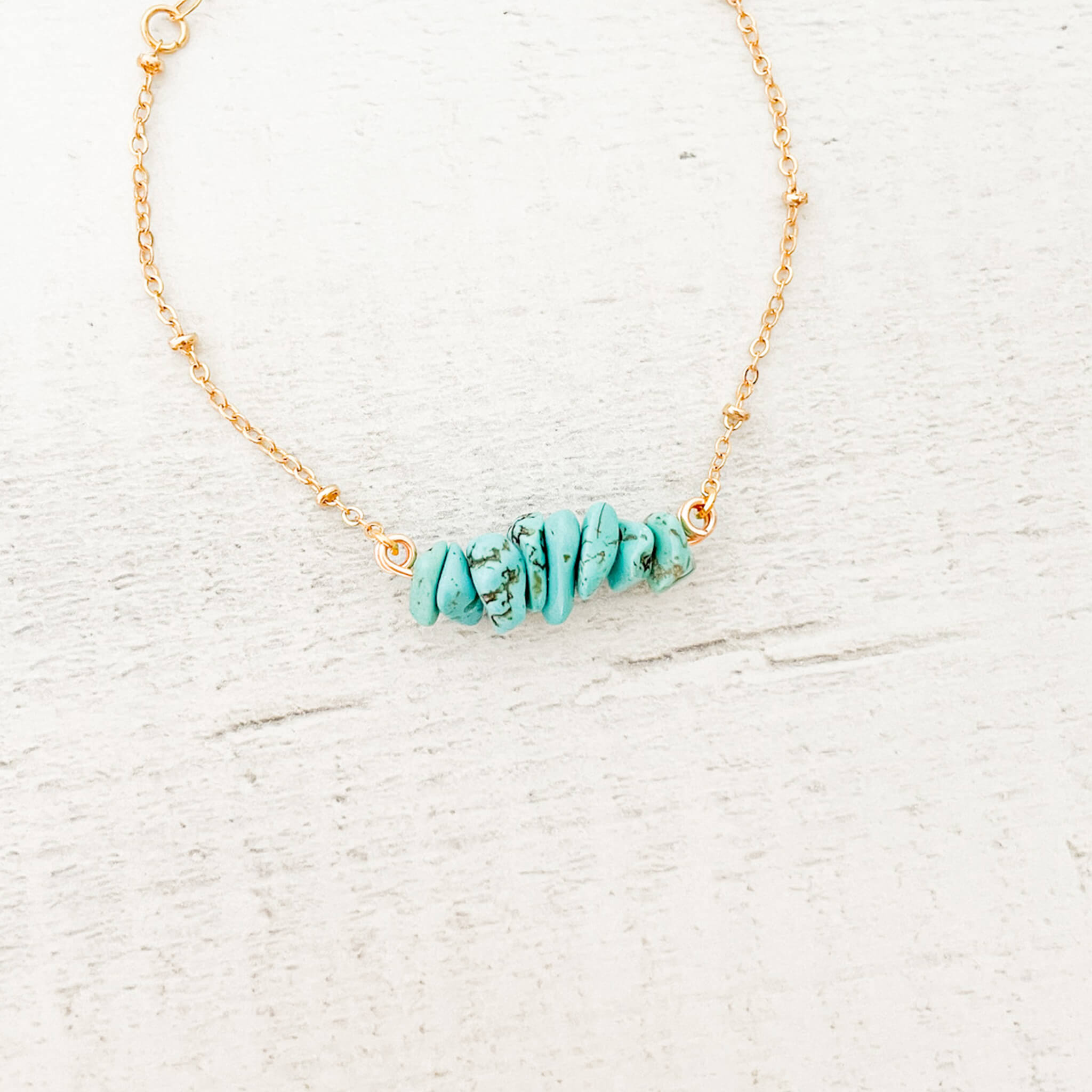 Pulsera Turquesa Piedra Natural Broche Cadena