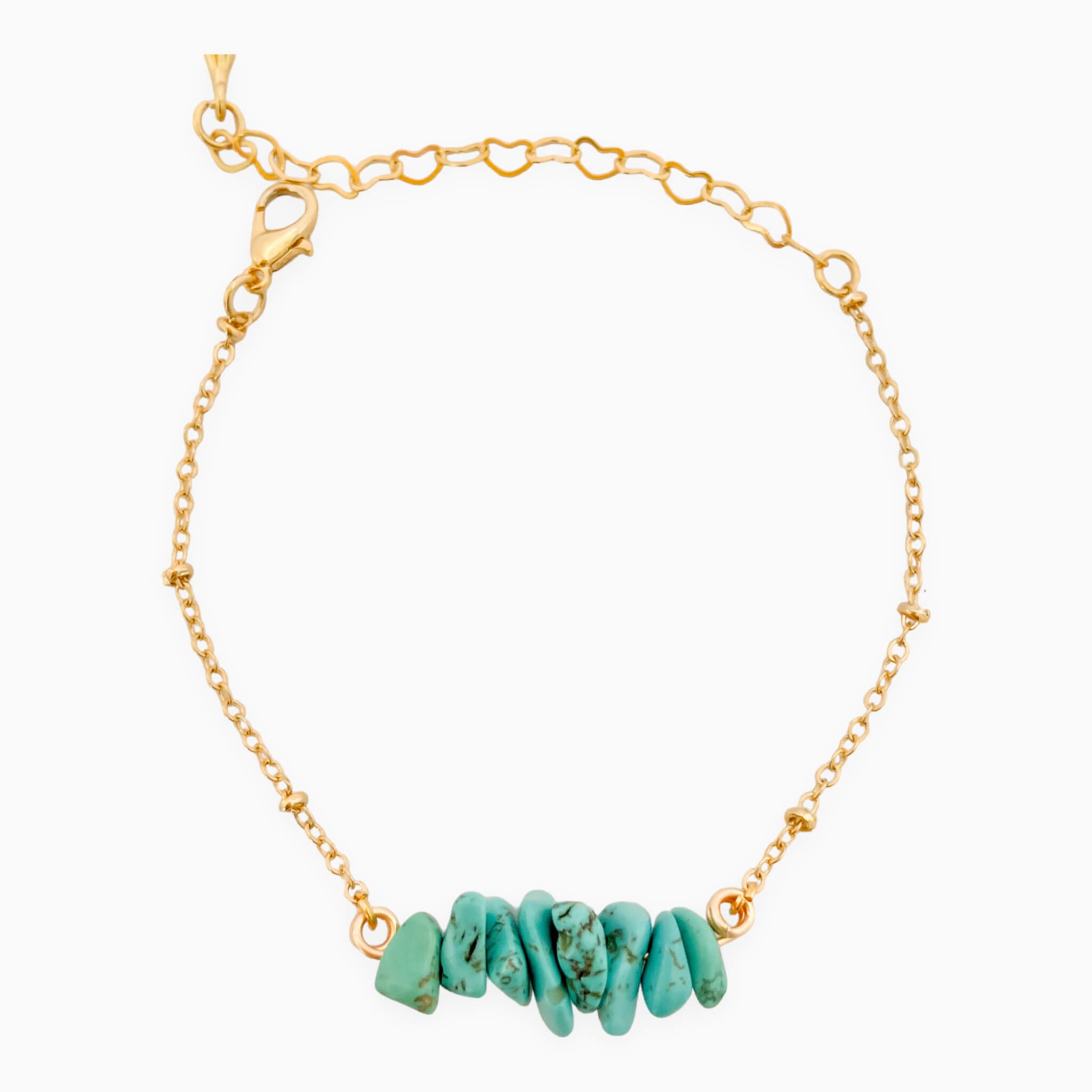 Pulsera Turquesa Piedra Natural Broche Cadena