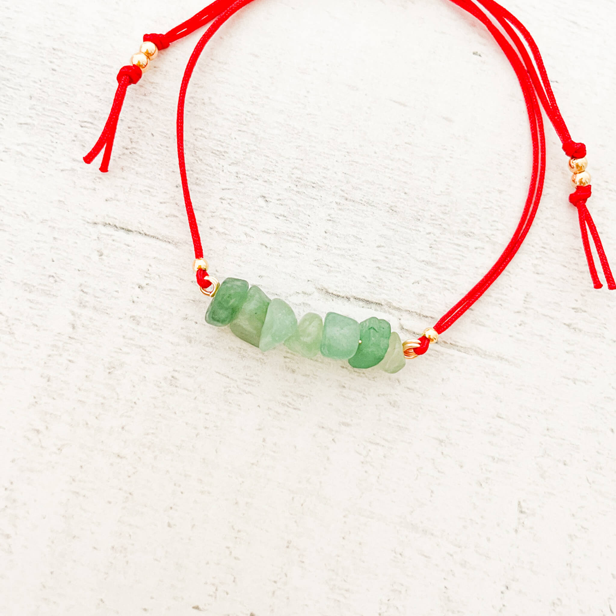 Pulsera Jade Verde Piedra Natural Hilo Rojo