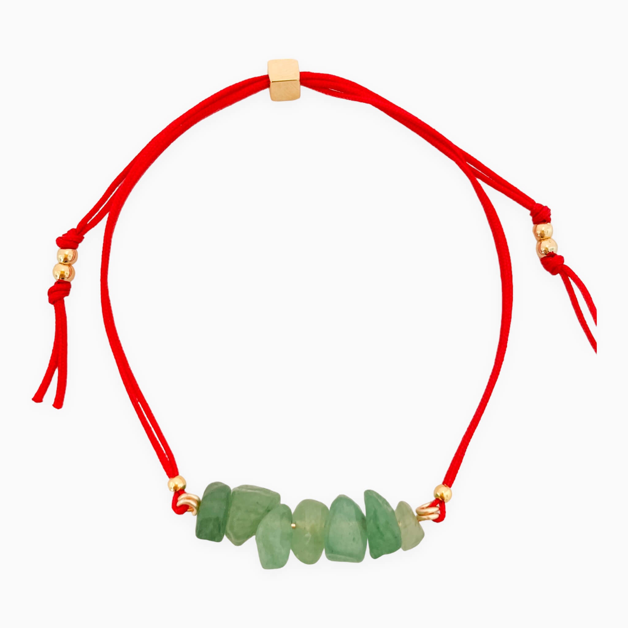 Pulsera Jade Verde Piedra Natural Hilo Rojo