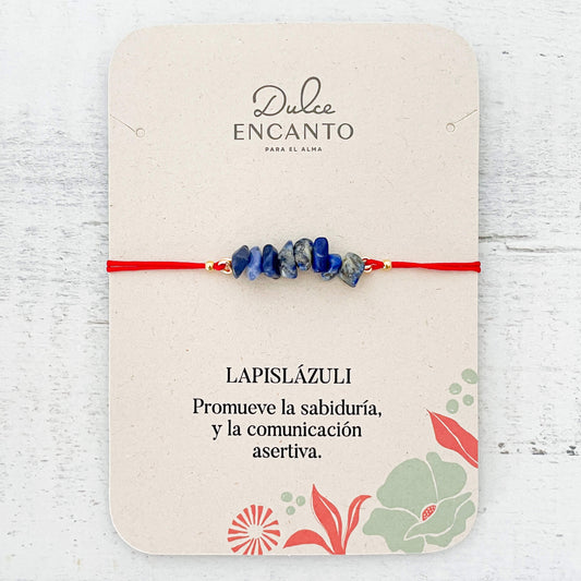 Pulsera Lapislázuli Piedra Natural Hilo Rojo