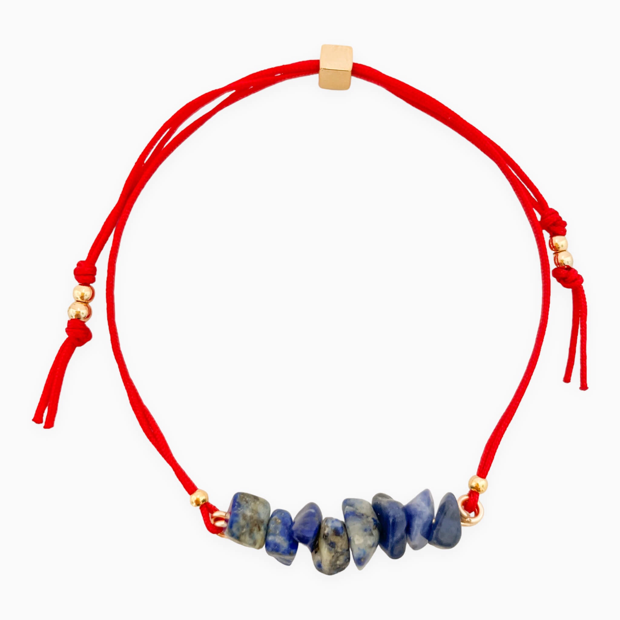 Pulsera Lapislázuli Piedra Natural Hilo Rojo