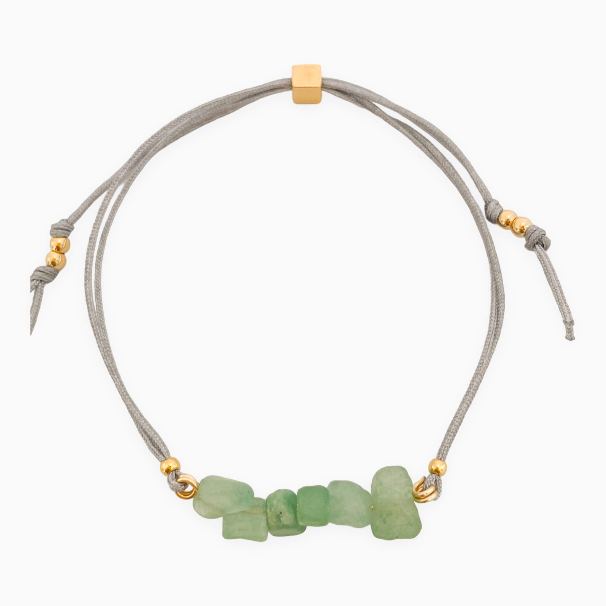 Pulsera Jade Verde Piedra Natural Hilo Gris