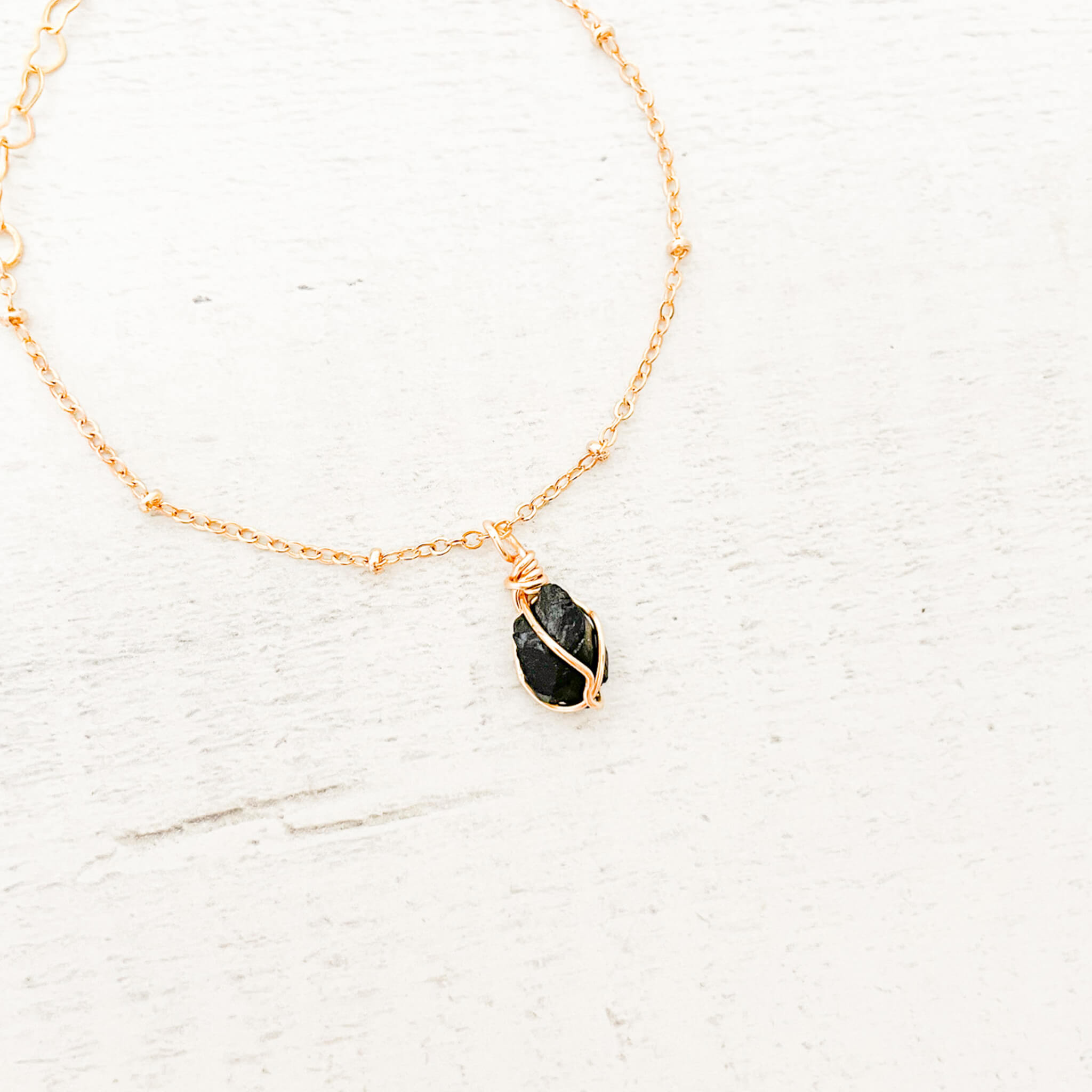 Pulsera Turmalina Negra Piedra Natural Broche Cadena