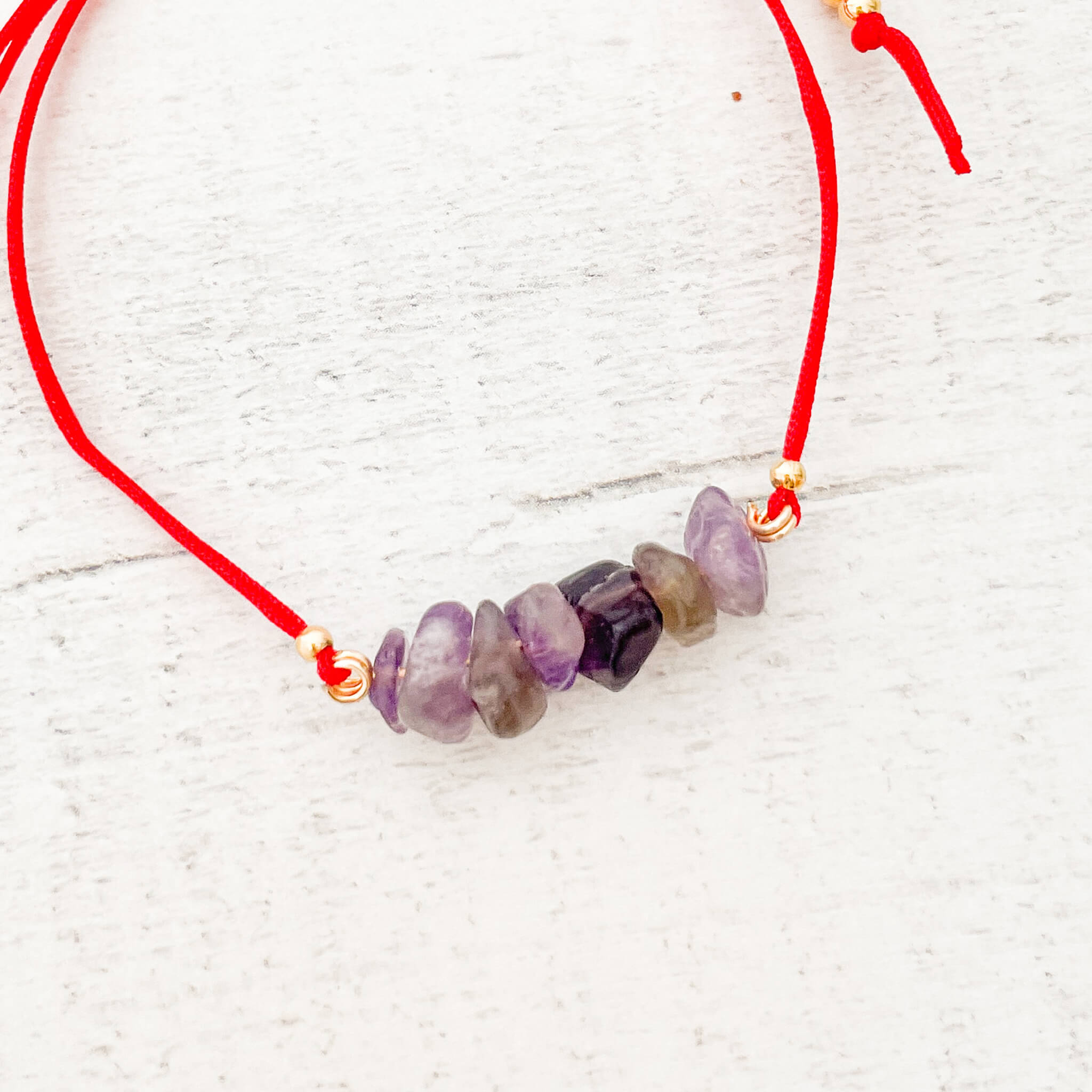 Pulsera Amatista Piedra Natural Hilo Rojo