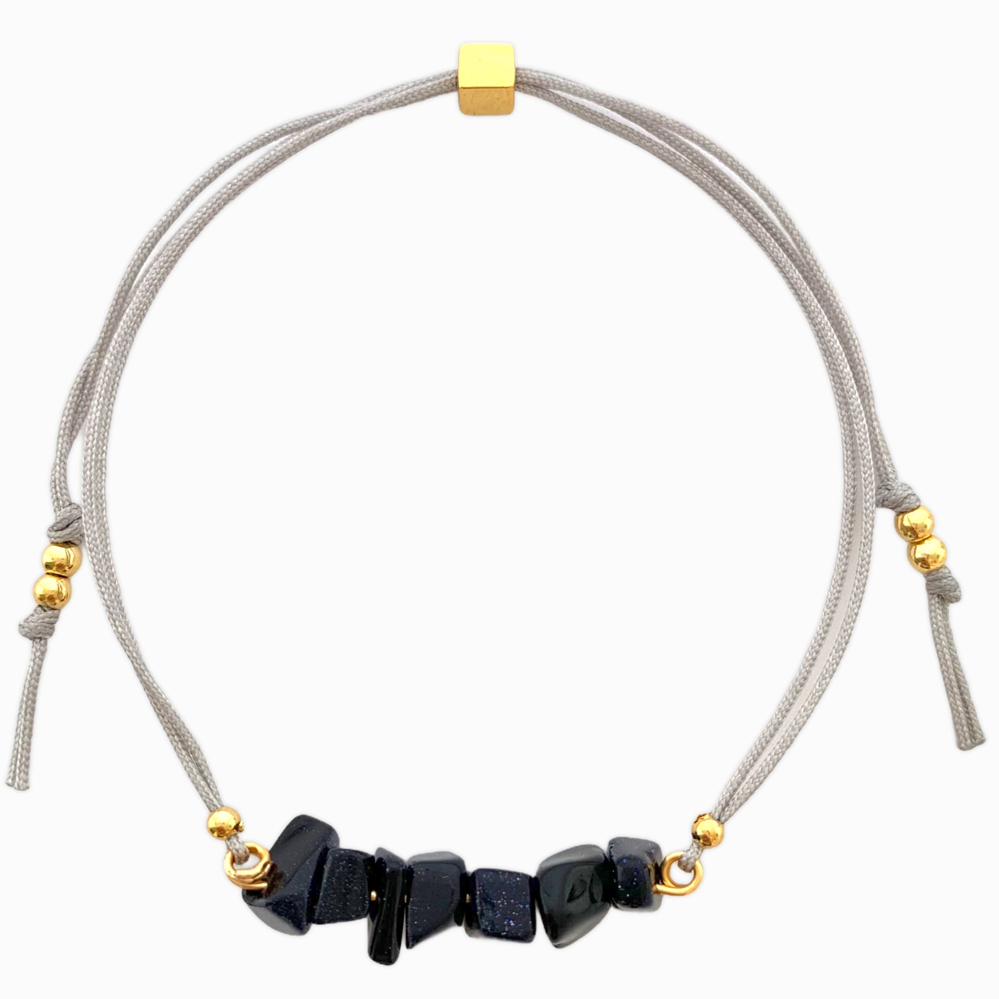 Pulsera Lluvia De Plata Piedra Natural Hilo Gris