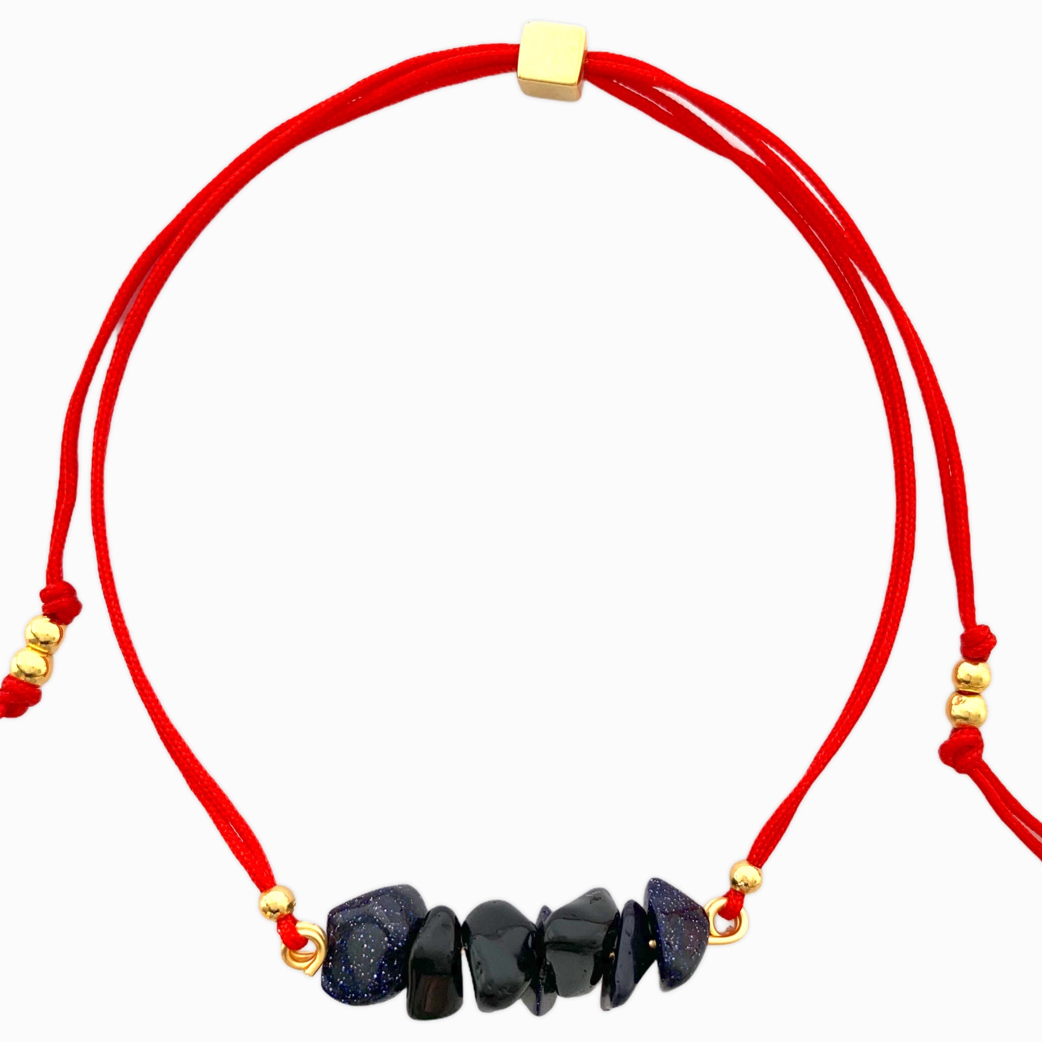 Pulsera Lluvia De Plata Piedra Natural Hilo Rojo
