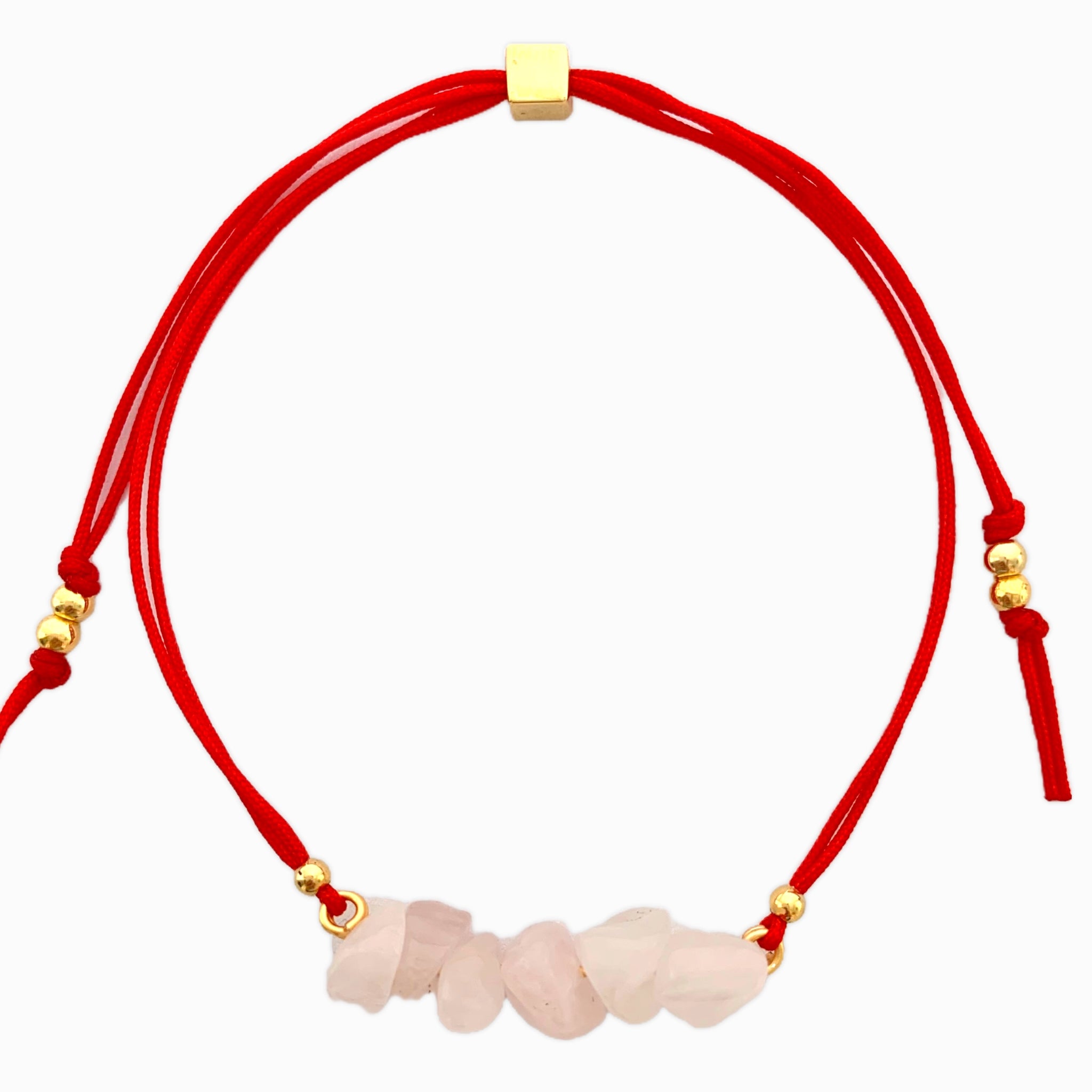 Pulsera Cuarzo Rosado Piedra Natural Hilo Rojo
