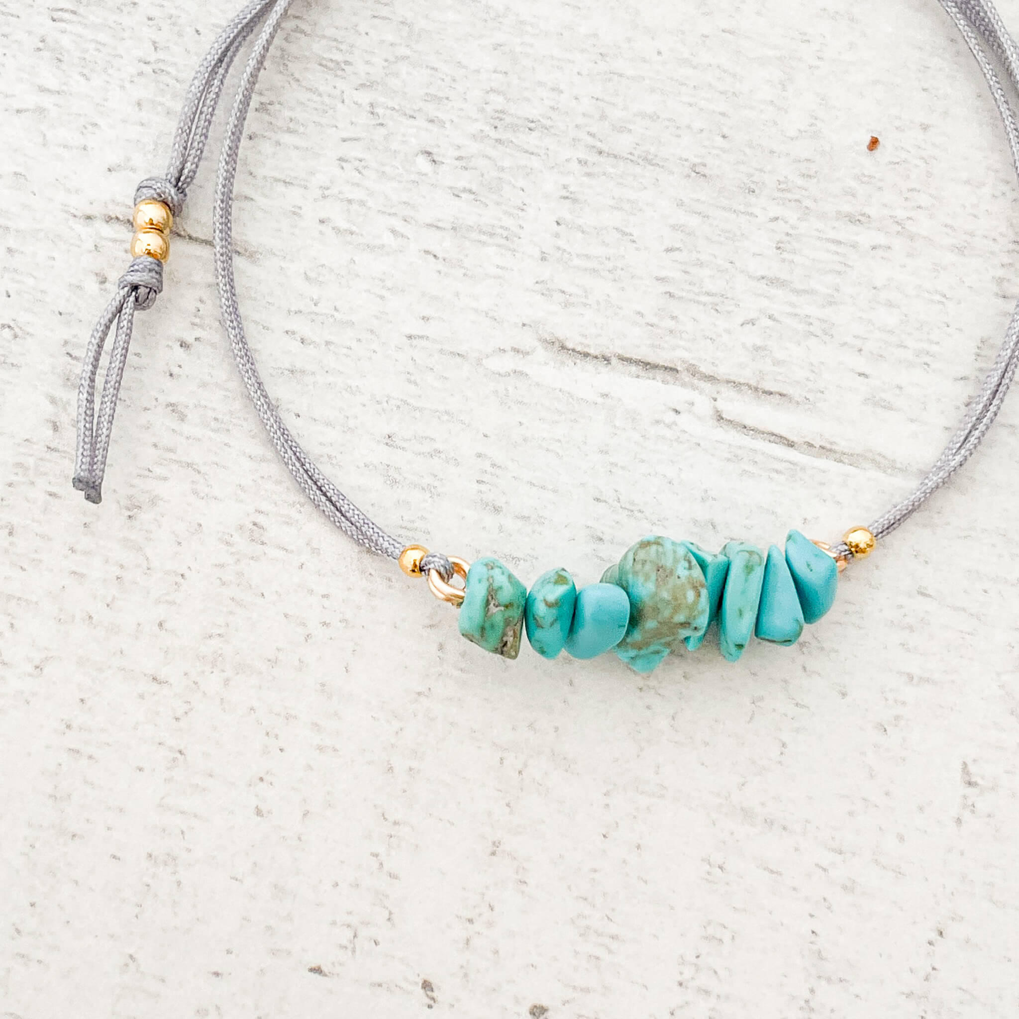 Pulsera Turquesa Piedra Natural Hilo Gris