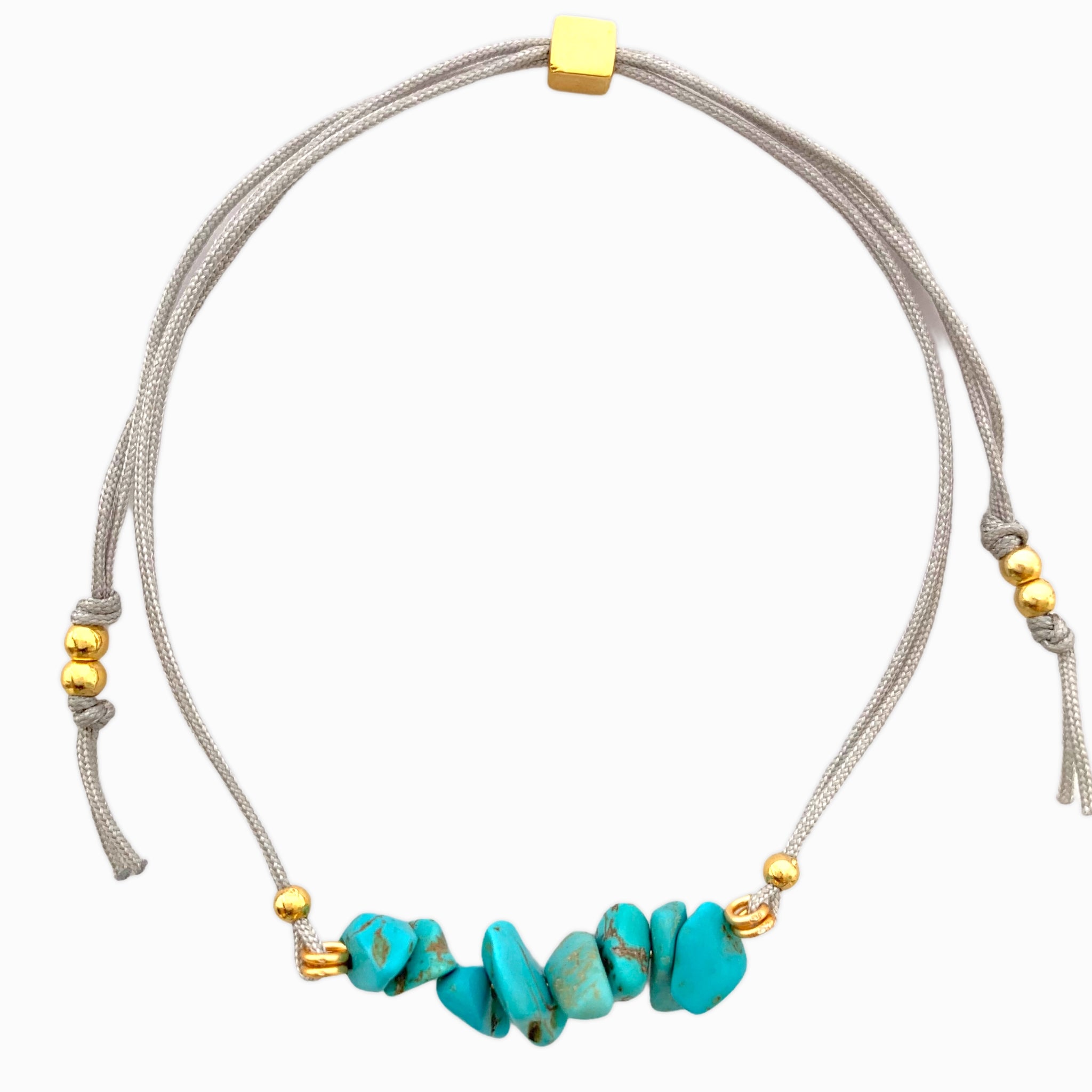 Pulsera Turquesa Piedra Natural Hilo Gris