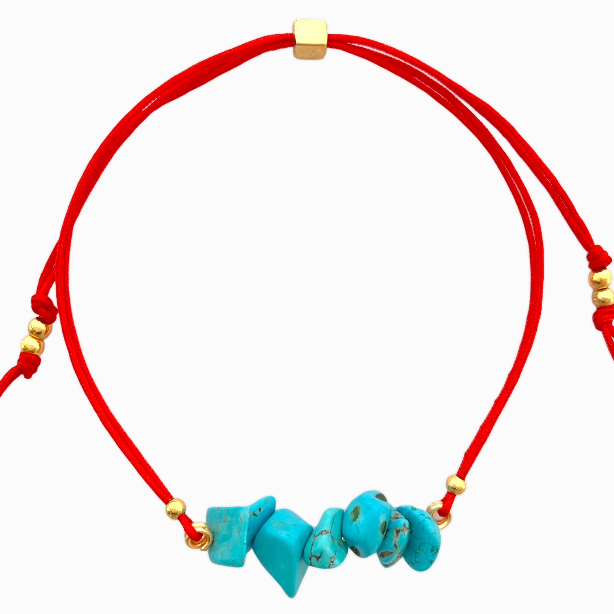 Pulsera Turquesa Piedra Natural Hilo Rojo