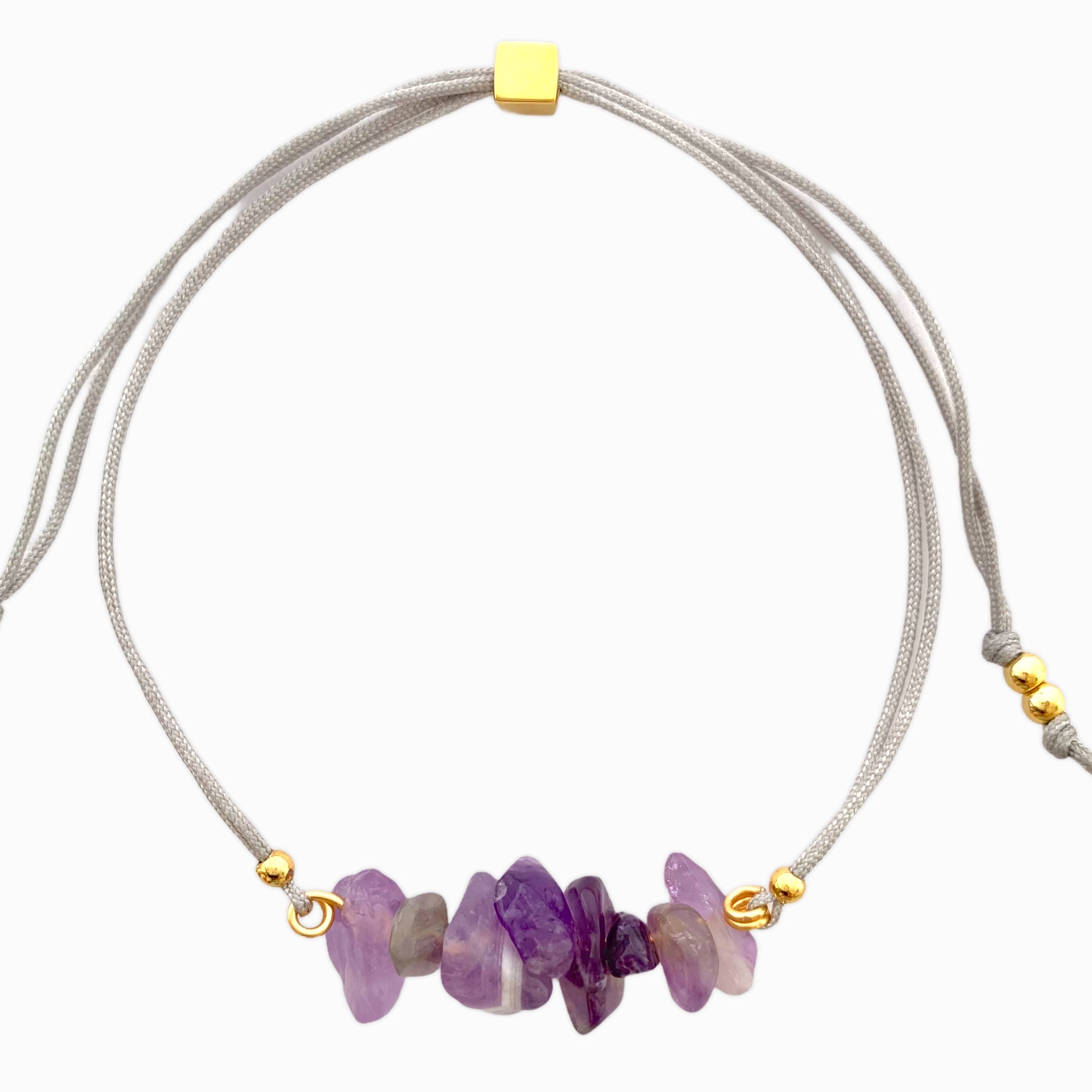 Pulsera Amatista Piedra Natural Hilo Gris
