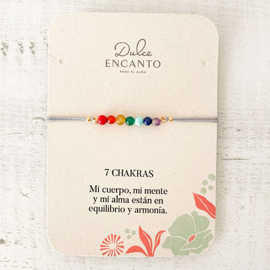 Pulsera 7 Chakras Piedras Naturales Hilo Gris