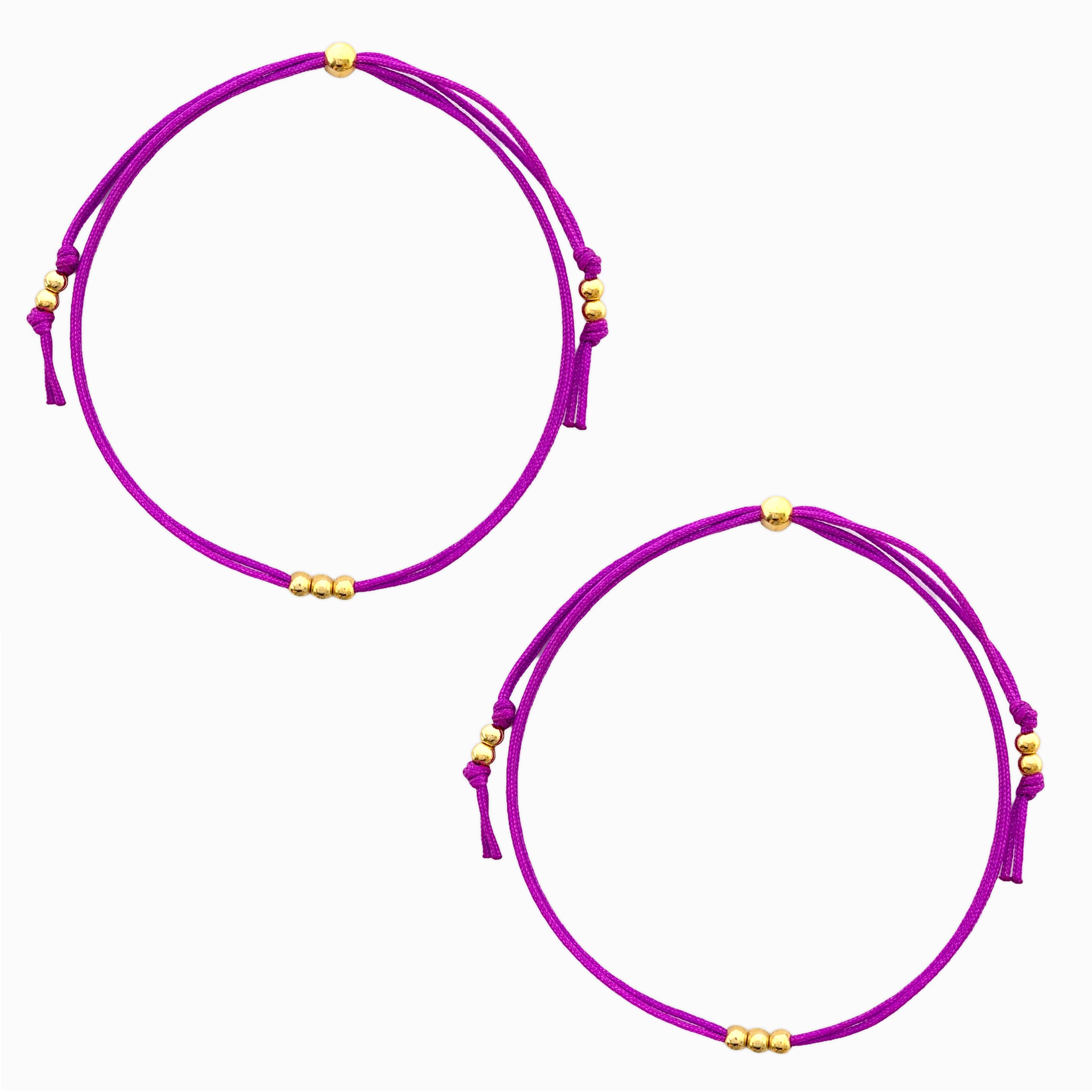 Pulsera Set De 2 Primas Para Compartir Pide 3 Deseos Hilo Morado