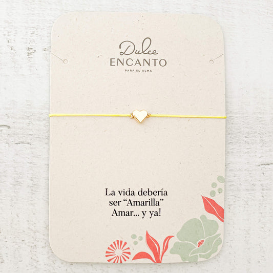 Pulsera Hilo La Vida Debería Ser Amarilla Amar Y Ya