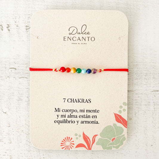 Pulsera 7 Chakras Piedras Naturales Hilo Rojo