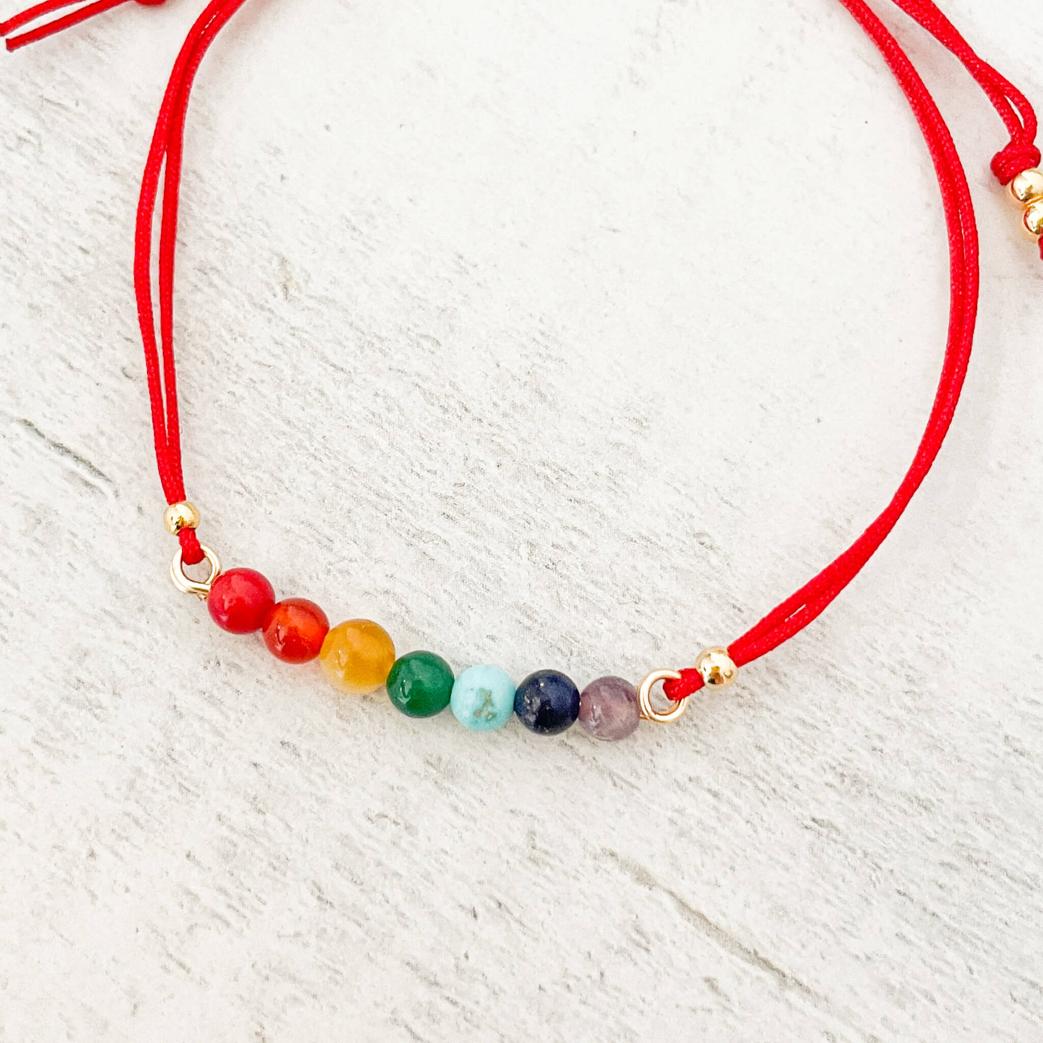 Pulsera 7 Chakras Piedras Naturales Hilo Rojo