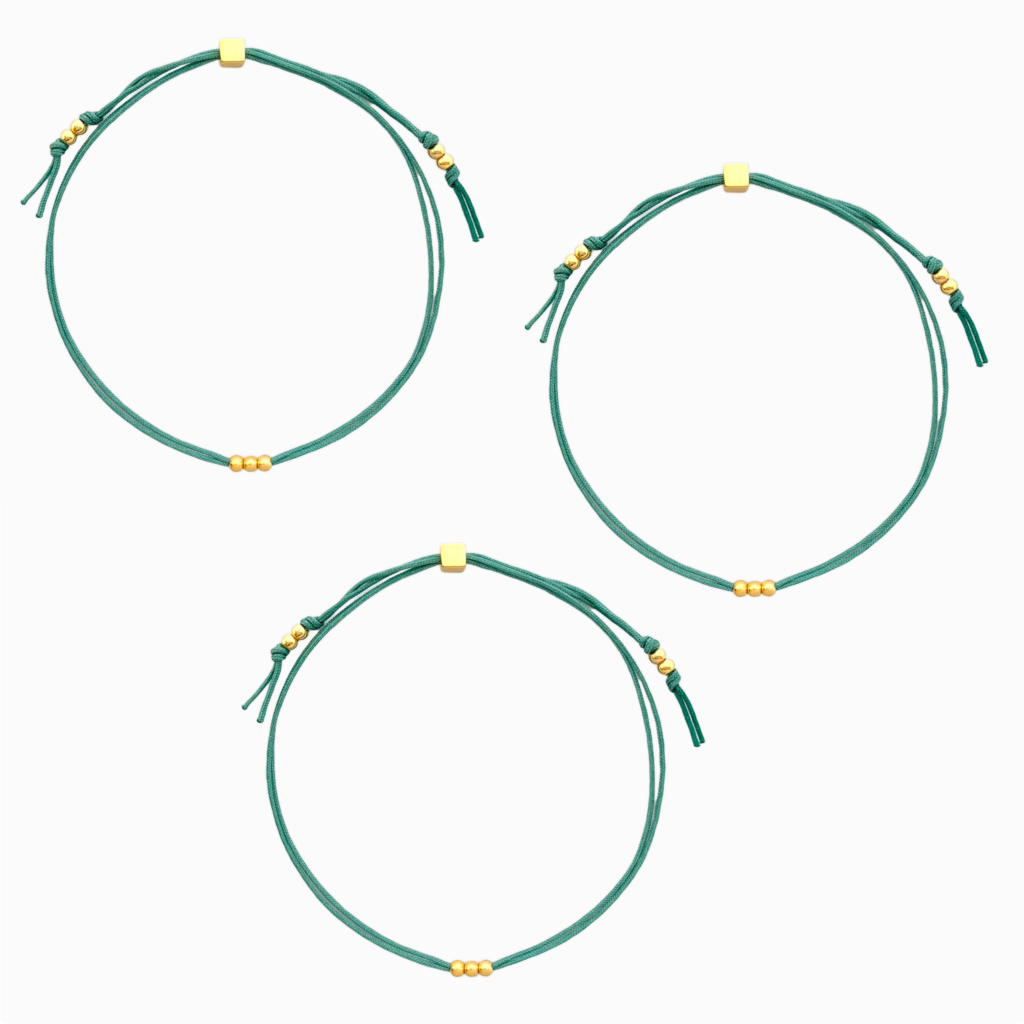 Pulsera Set De 3 Amigas Para Compartir Pide 3 Deseos Hilo Verde