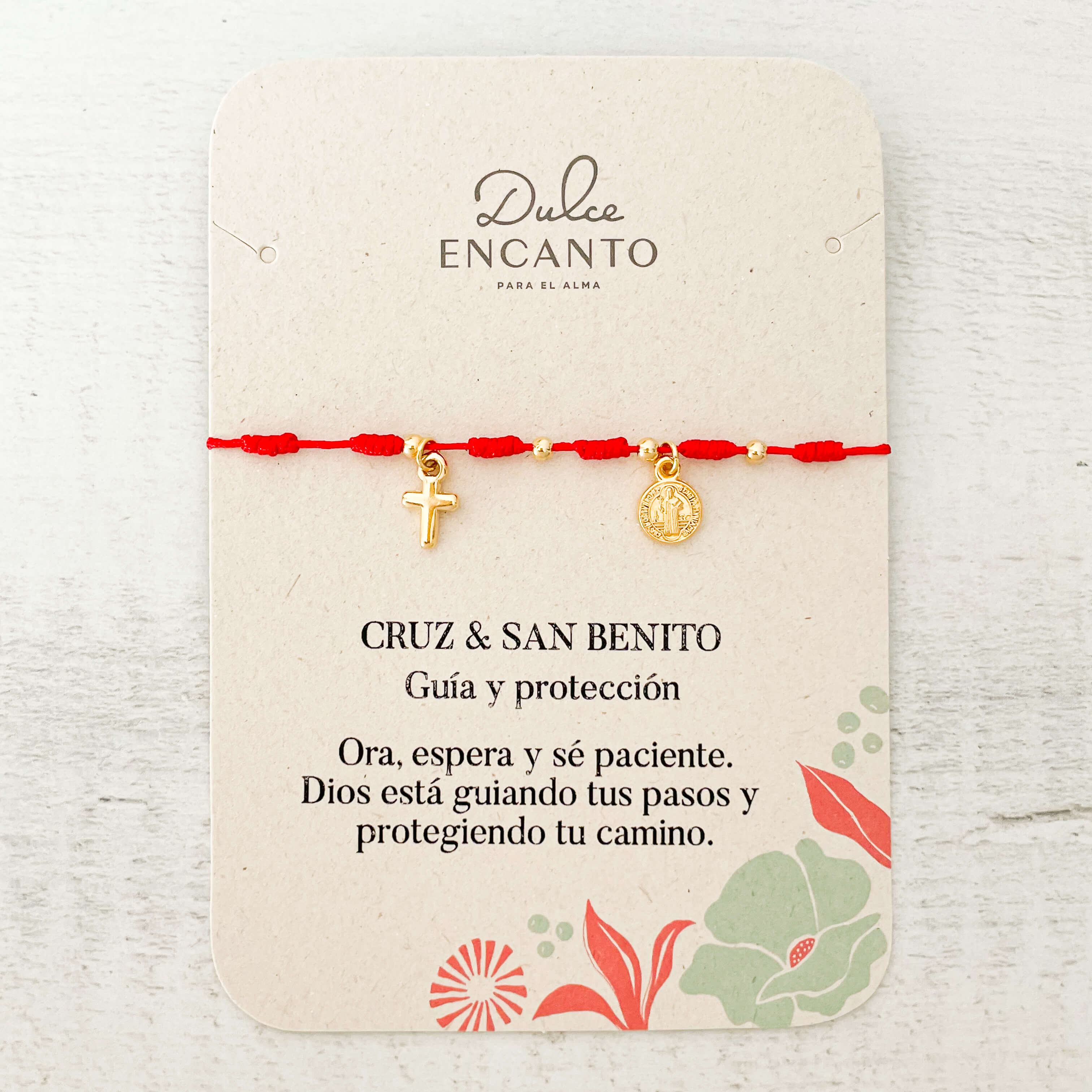 Tobillera Cruz San Benito Hilo Rojo