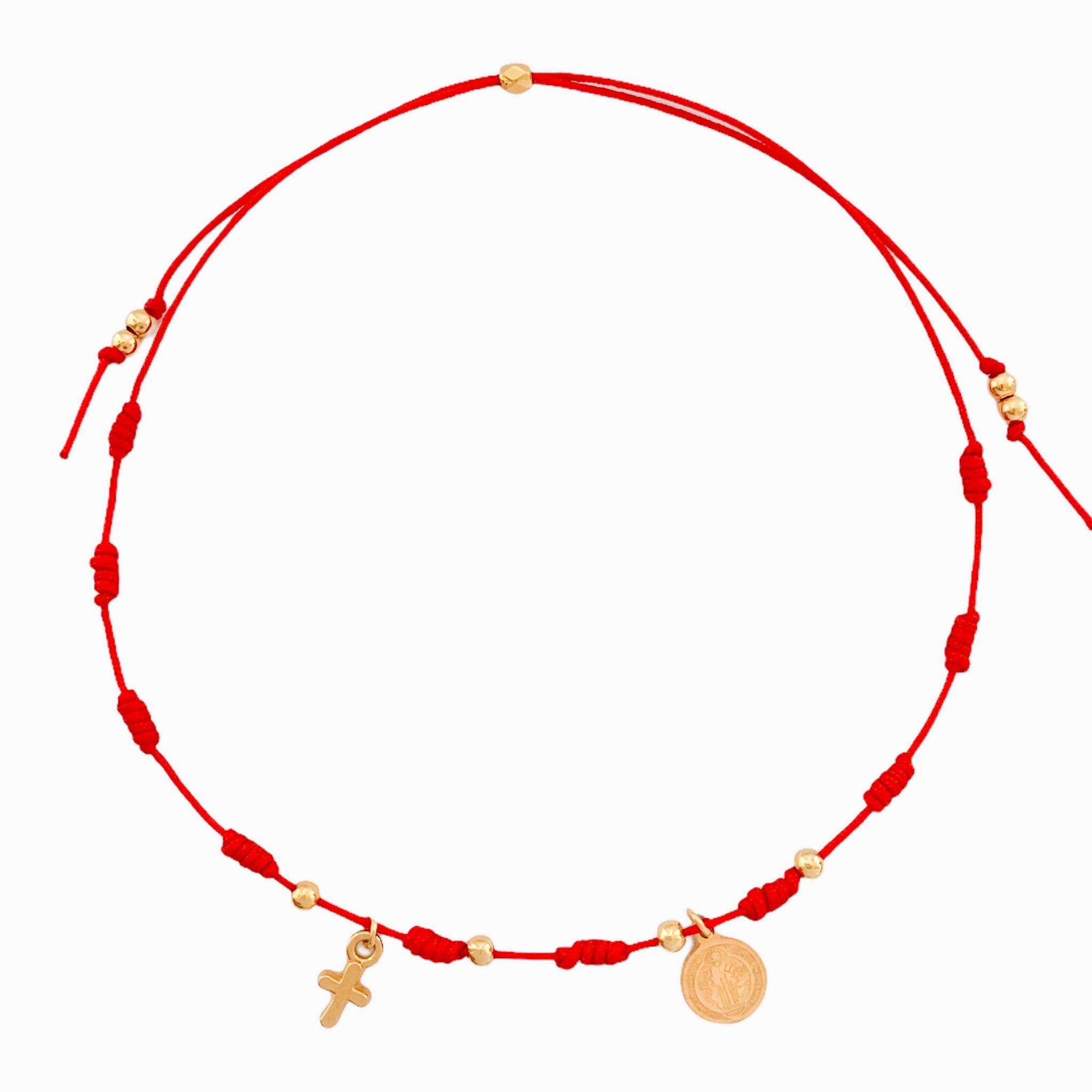 Tobillera Cruz San Benito Hilo Rojo