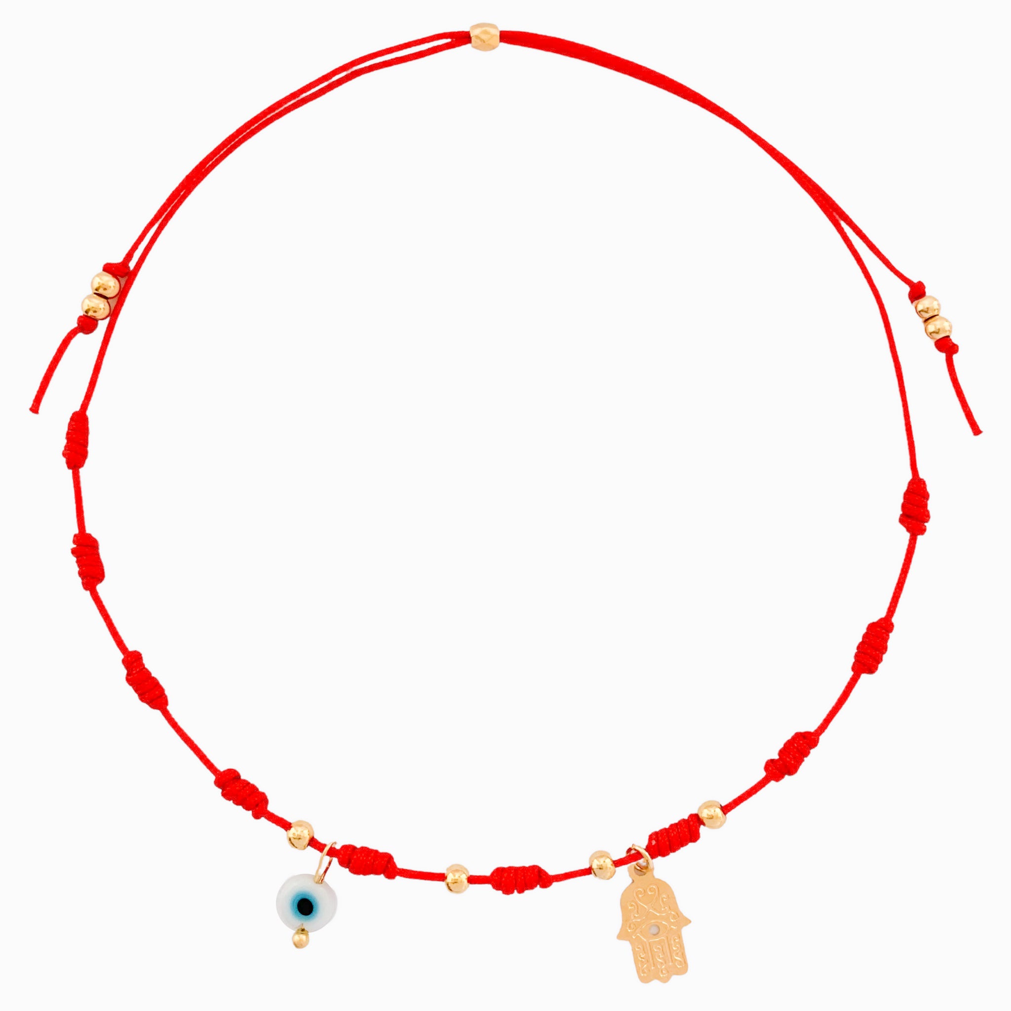 Tobillera Ojo Turco Mano Hamsa Hilo Rojo