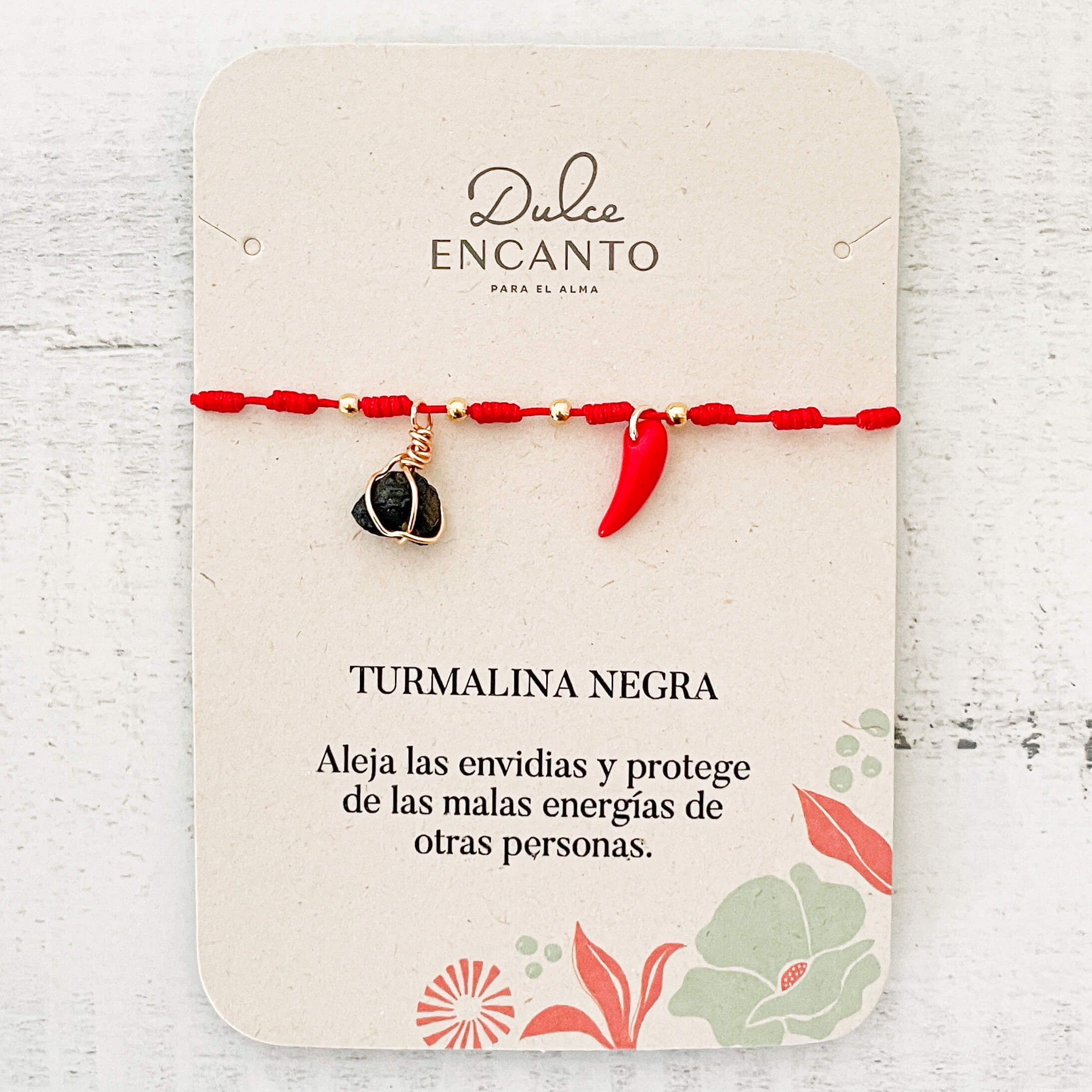 Tobillera Turmalina Negra Hilo Rojo