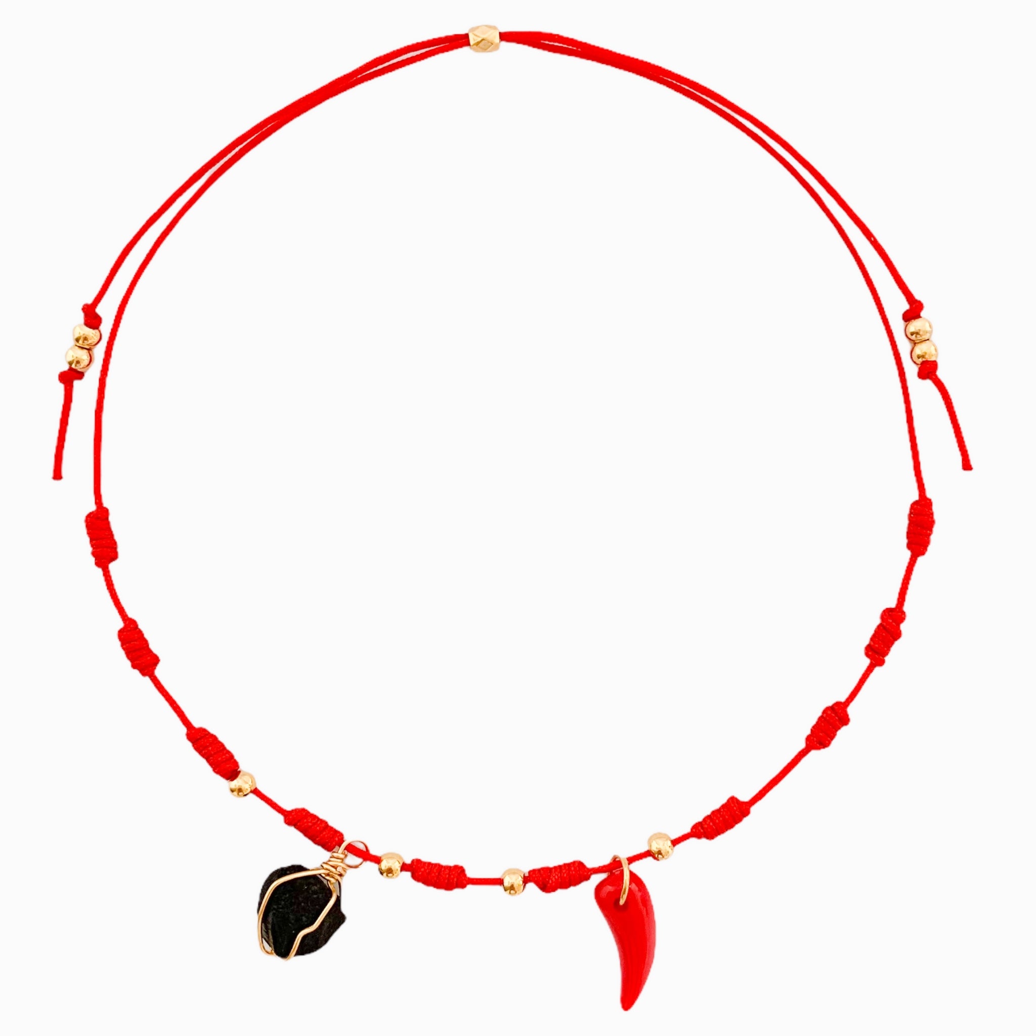 Tobillera Turmalina Negra Hilo Rojo