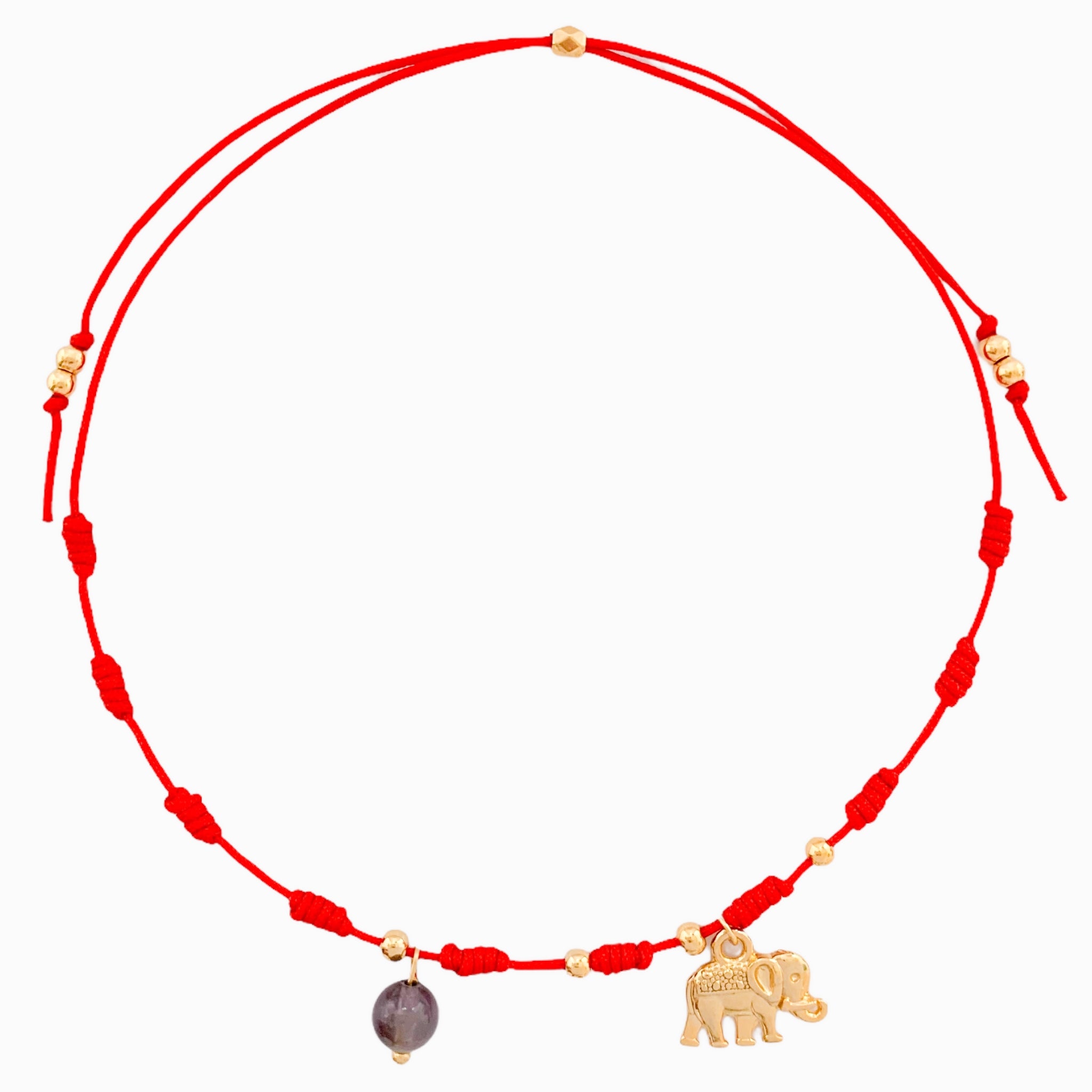 Tobillera Amatista Elefante Hilo Rojo