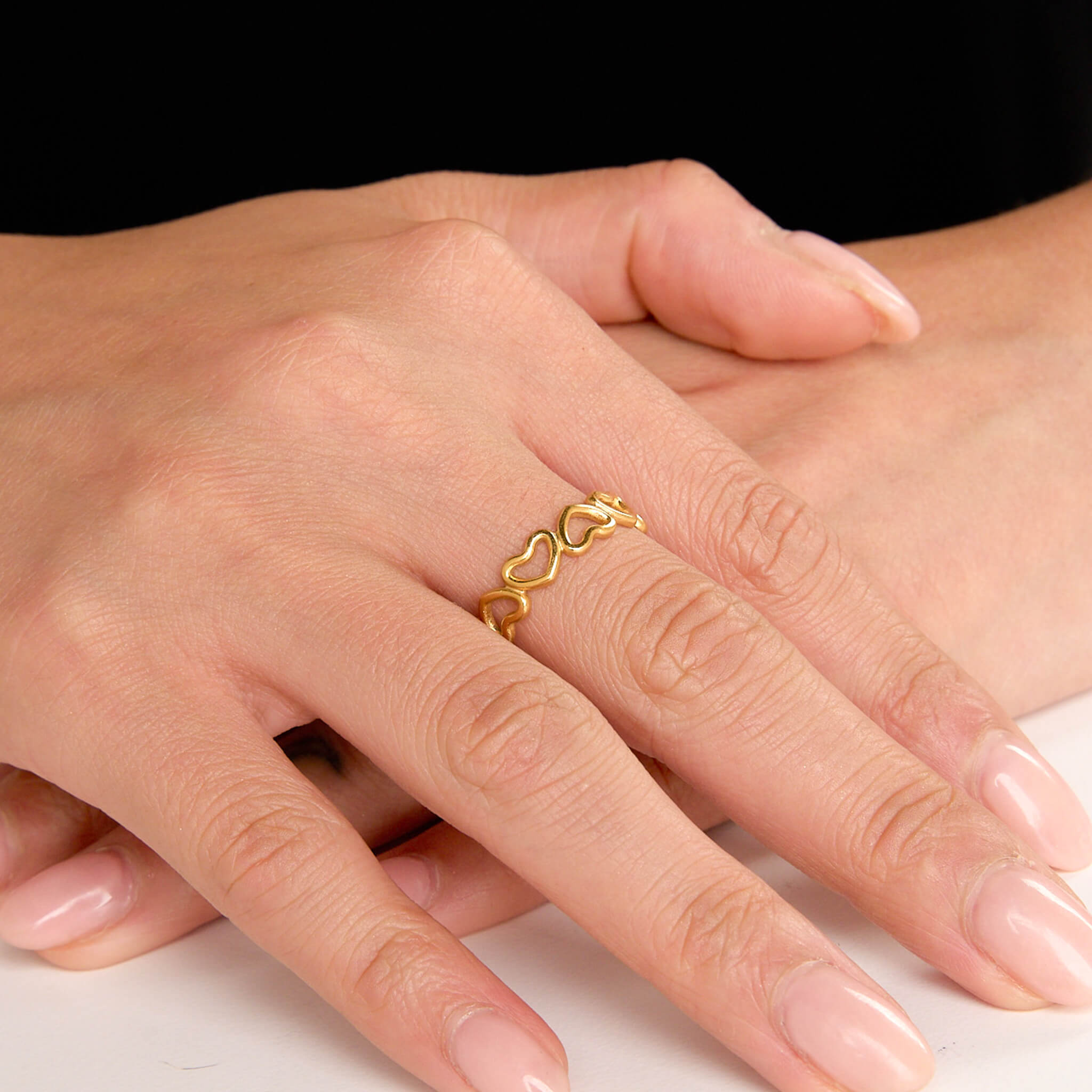Anillo Corazones Liso Abierto