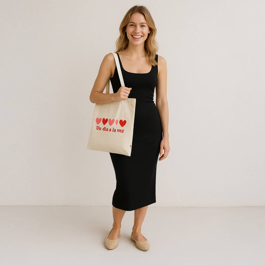 Tote Eco Bag Corazones “Un Día a la Vez”