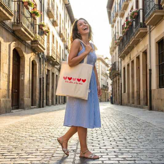 Tote Bag Corazones “Un Día a la Vez”