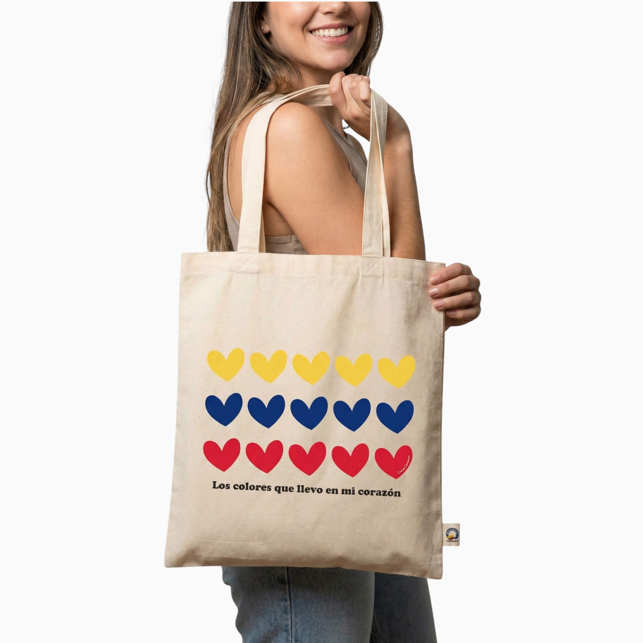 Tote Bag Colombia Corazones Tricolor