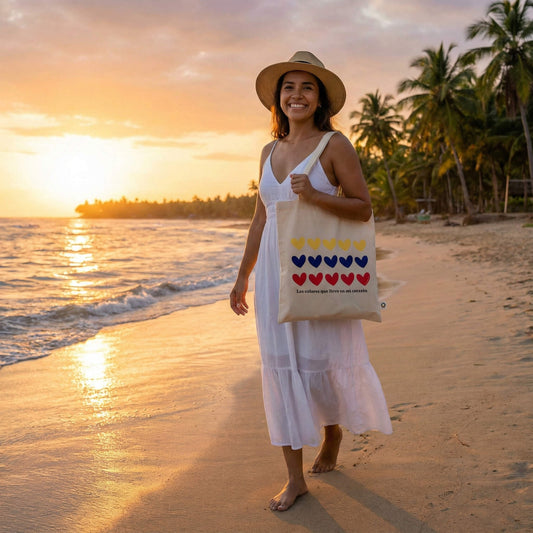 Tote Bag Colombia Corazones Tricolor