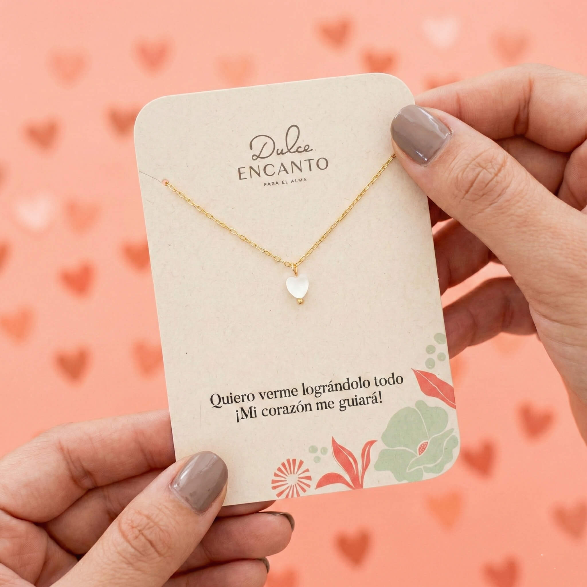 Cadena Corazón Blanco Nácar Con Significado
