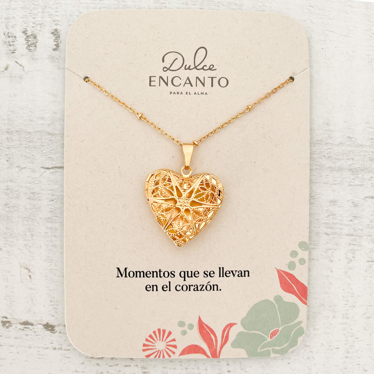 Cadena Larga Relicario Corazón Filigrana Con Significado