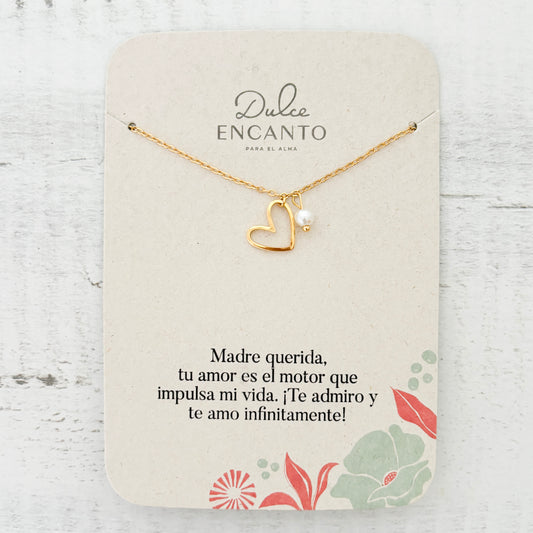 Cadena Corazón Silueta Perla Con Significado