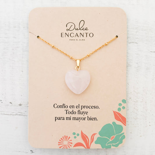 Cadena Cuarzo Rosado Corazón