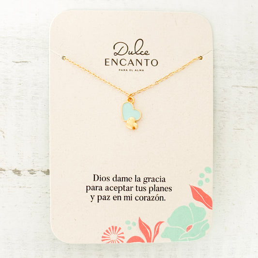 Cadena 2 Corazones Azul-Dorado
