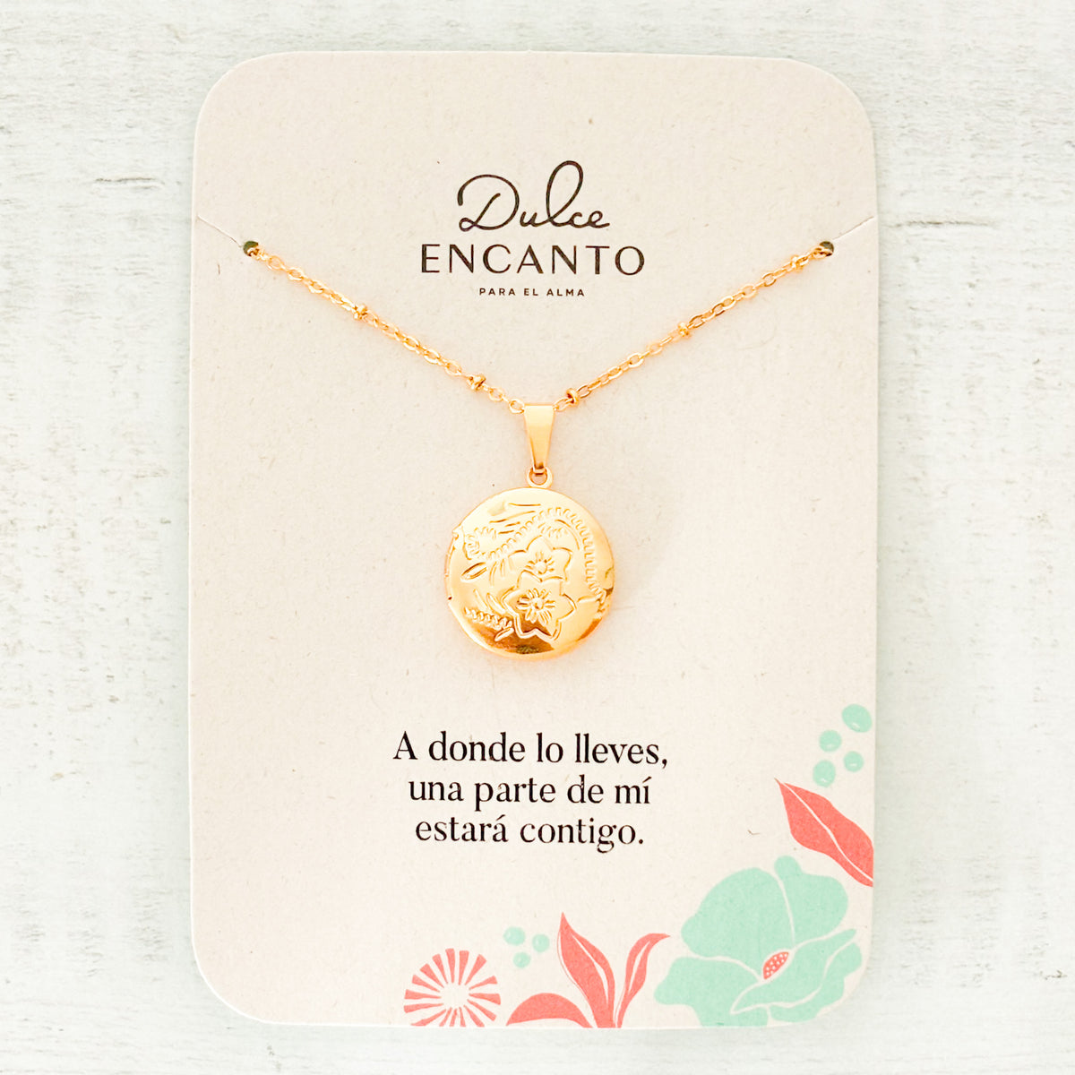 Cadena Relicario Redondo Jardín de Flores